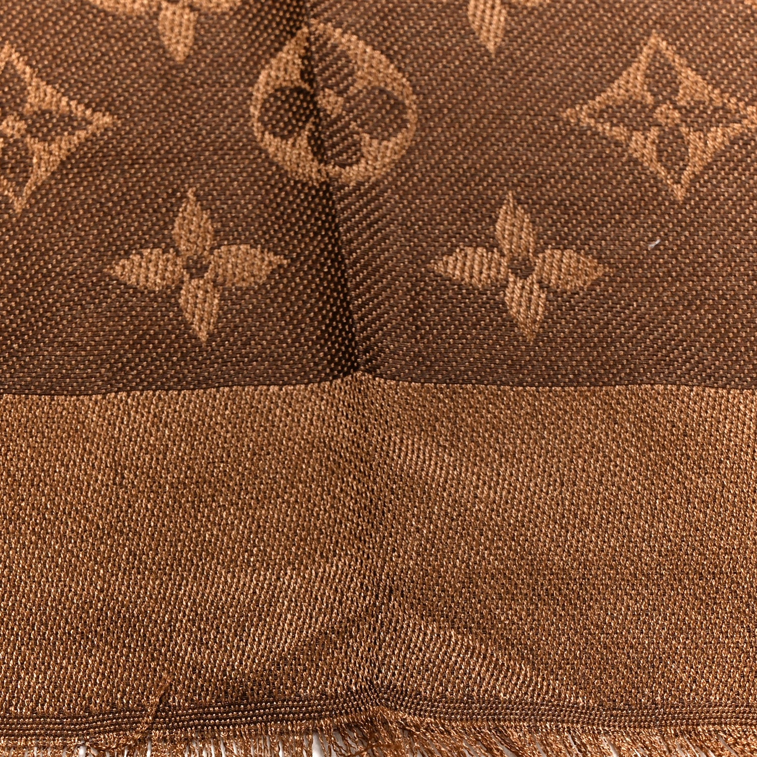 Wool Silk Monogram Denim Shawl Brown - Image 4