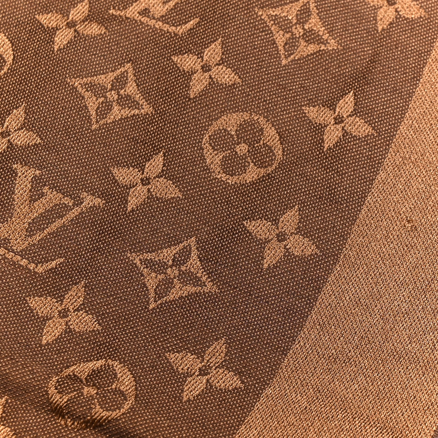 Wool Silk Monogram Denim Shawl Brown - Image 5