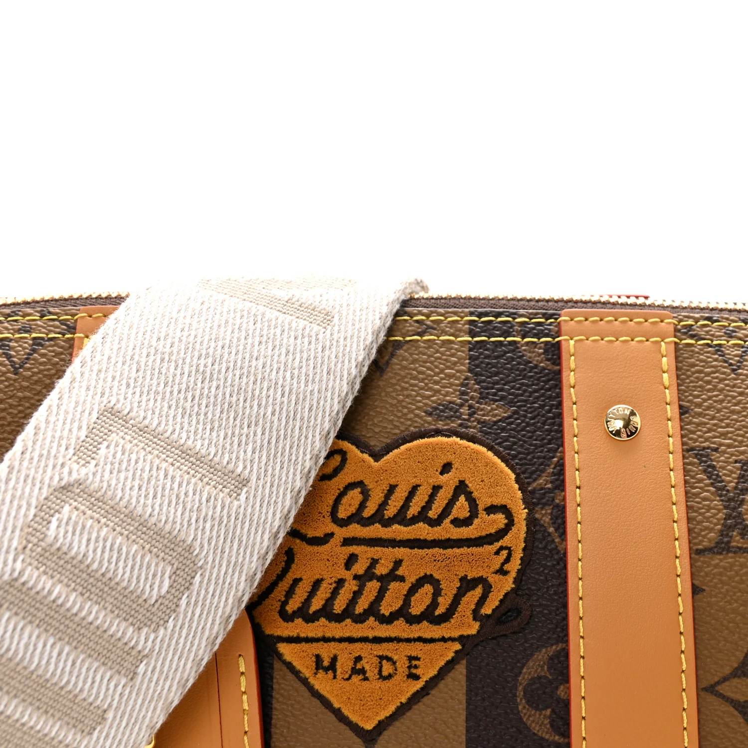X NIGO Reverse Monogram Stripes City Keepall Bandouliere Brown - Image 7