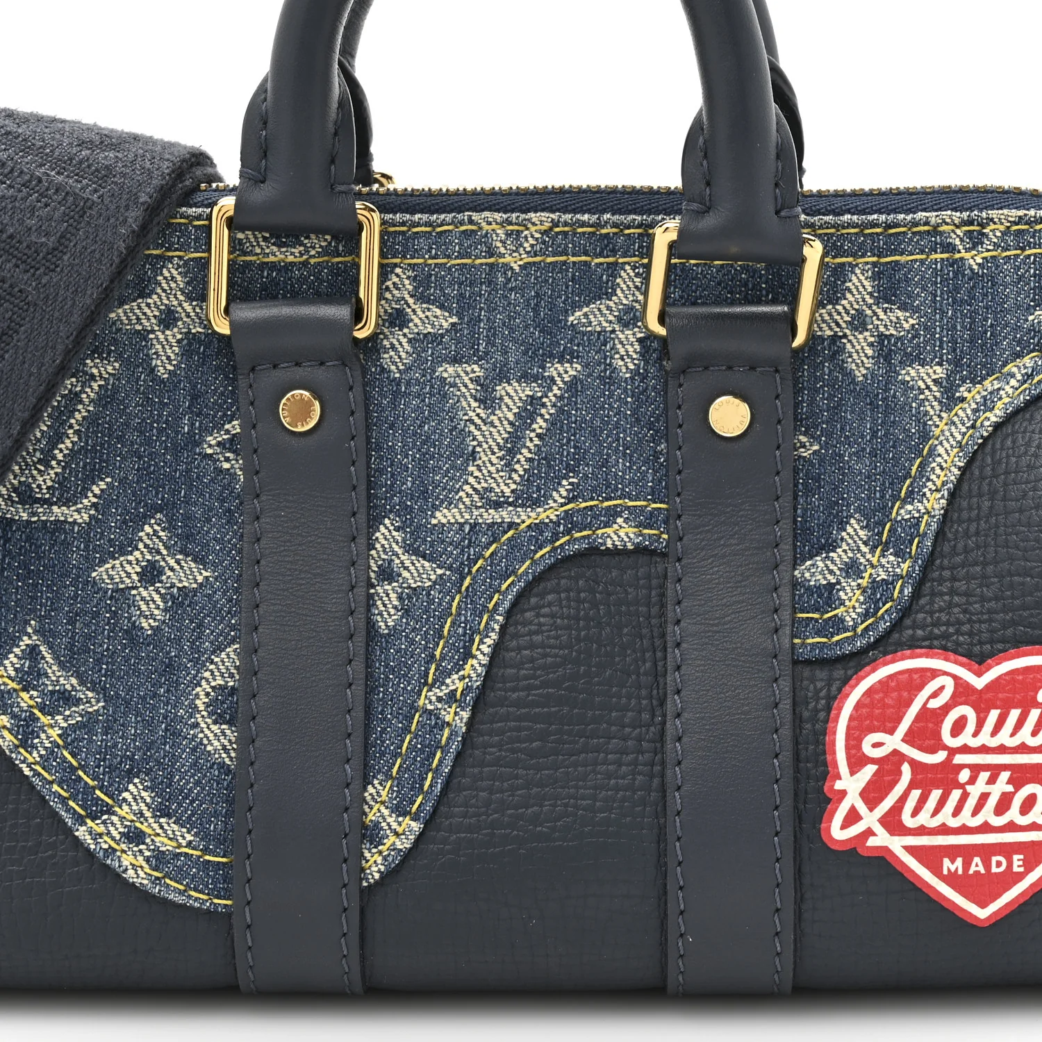 X NIGO Taurillon Monogram Denim Drip Keepall XS Blue - Image 7