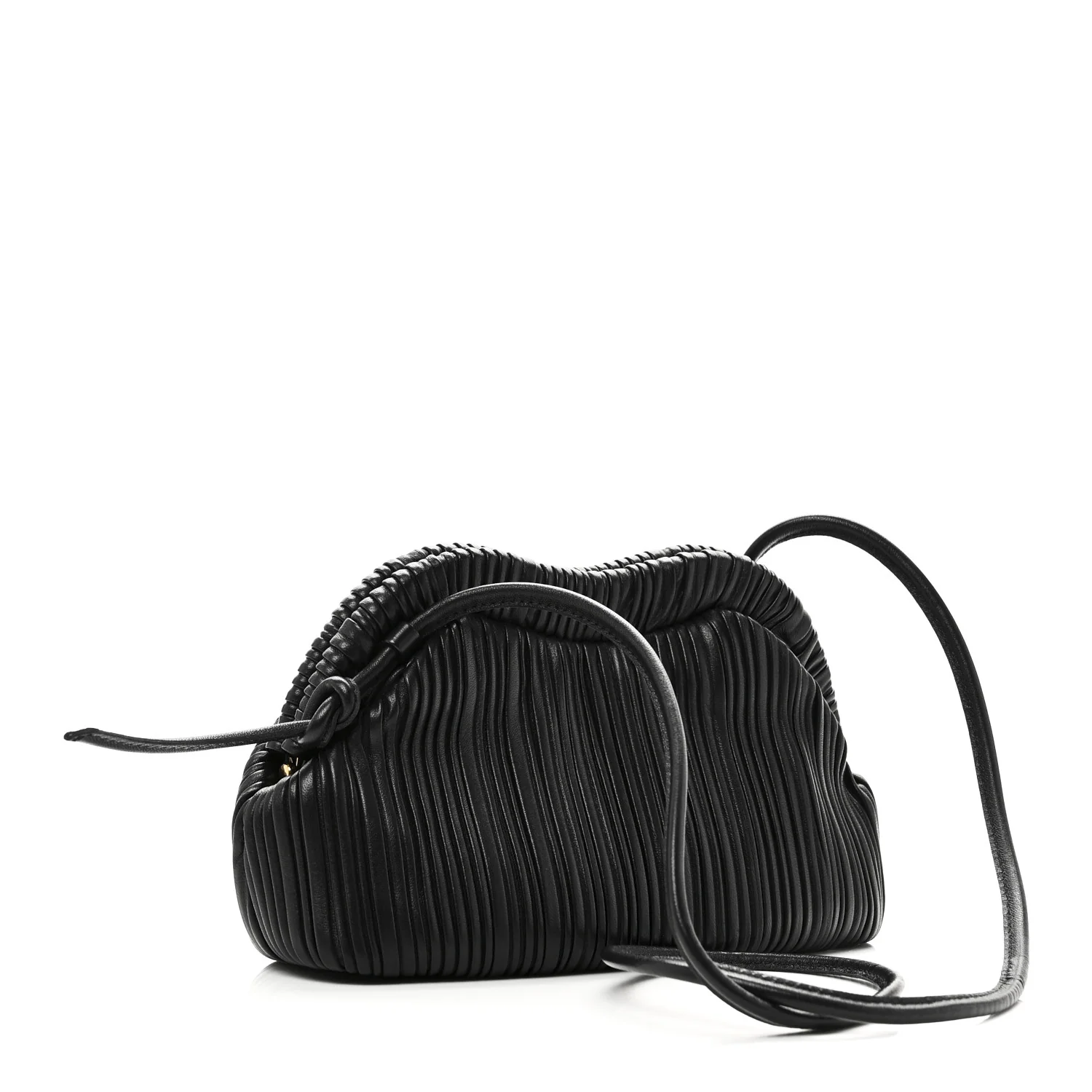 Lambskin Pleated Baci Bag  Black - Image 3