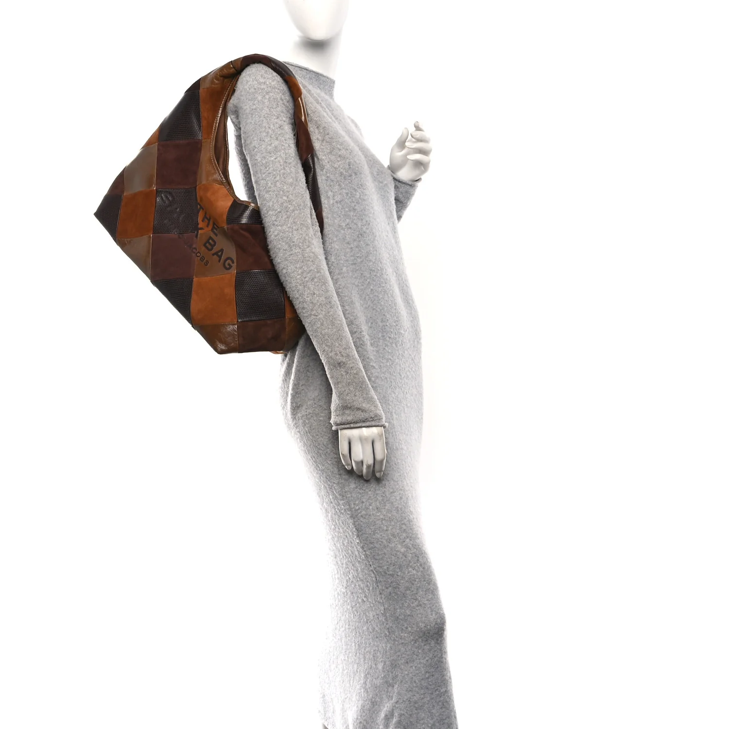 Calfskin Suede Patchwork The Sack Bag Brown Multicolor - Image 2