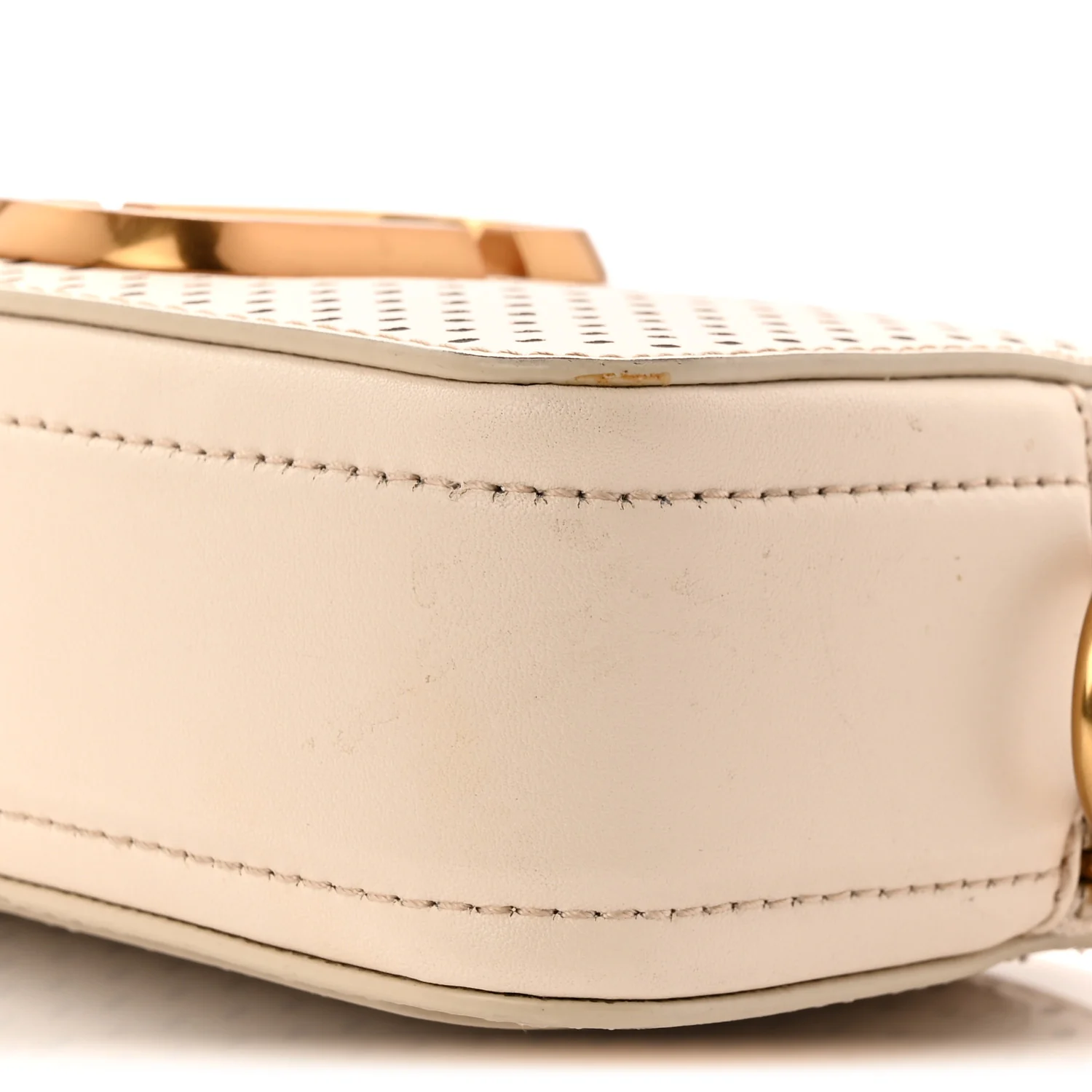 Perforated Calfskin Small Snapshot Camera Bag Tapioca - Image 10