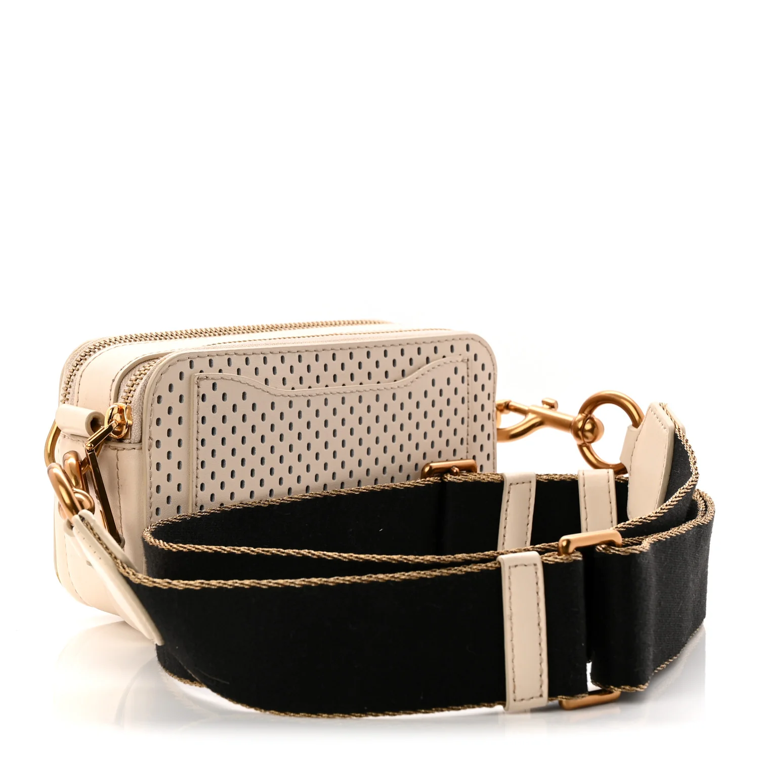 Perforated Calfskin Small Snapshot Camera Bag Tapioca - Image 3