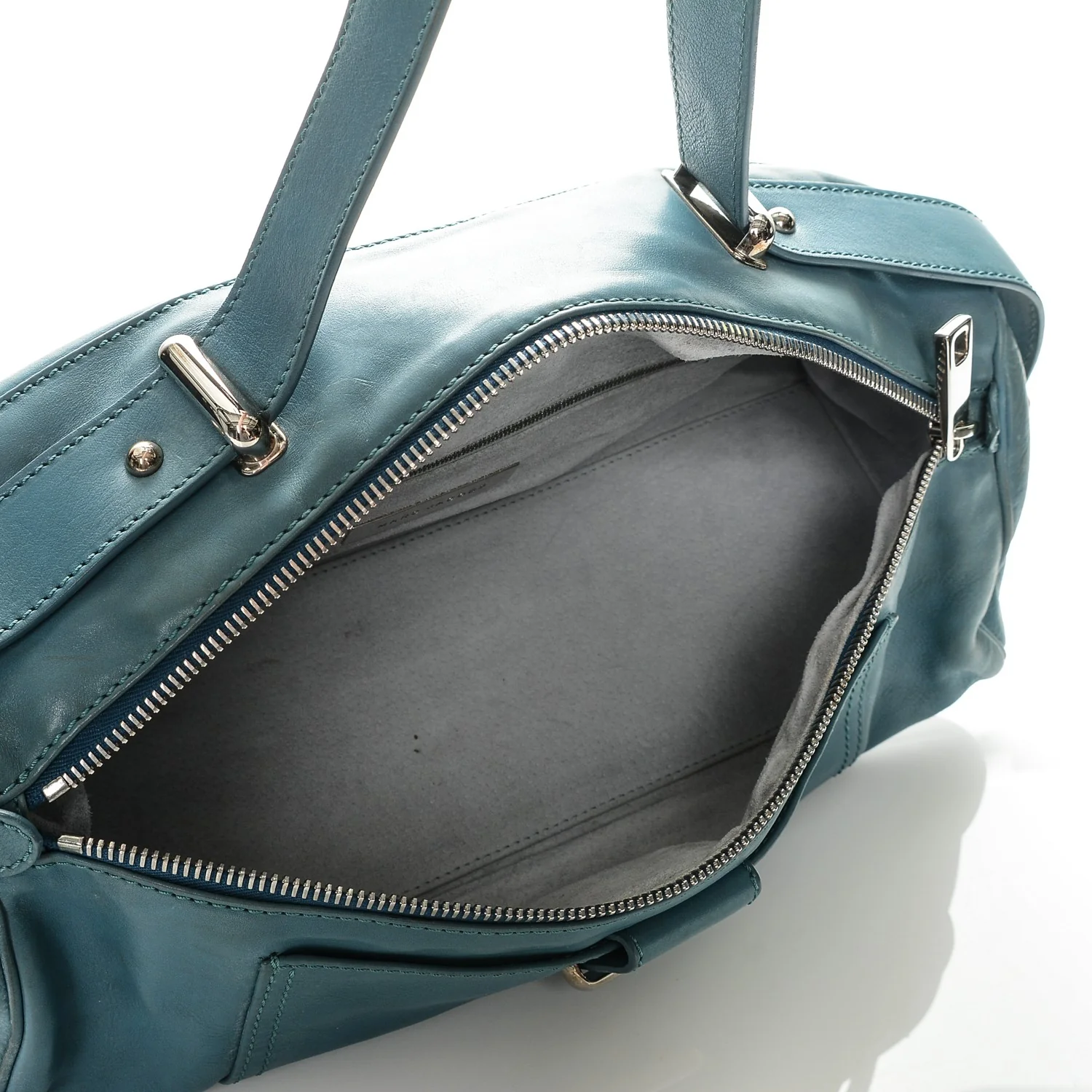 Smooth Calfskin Bowler Bag Turqouise - Image 5