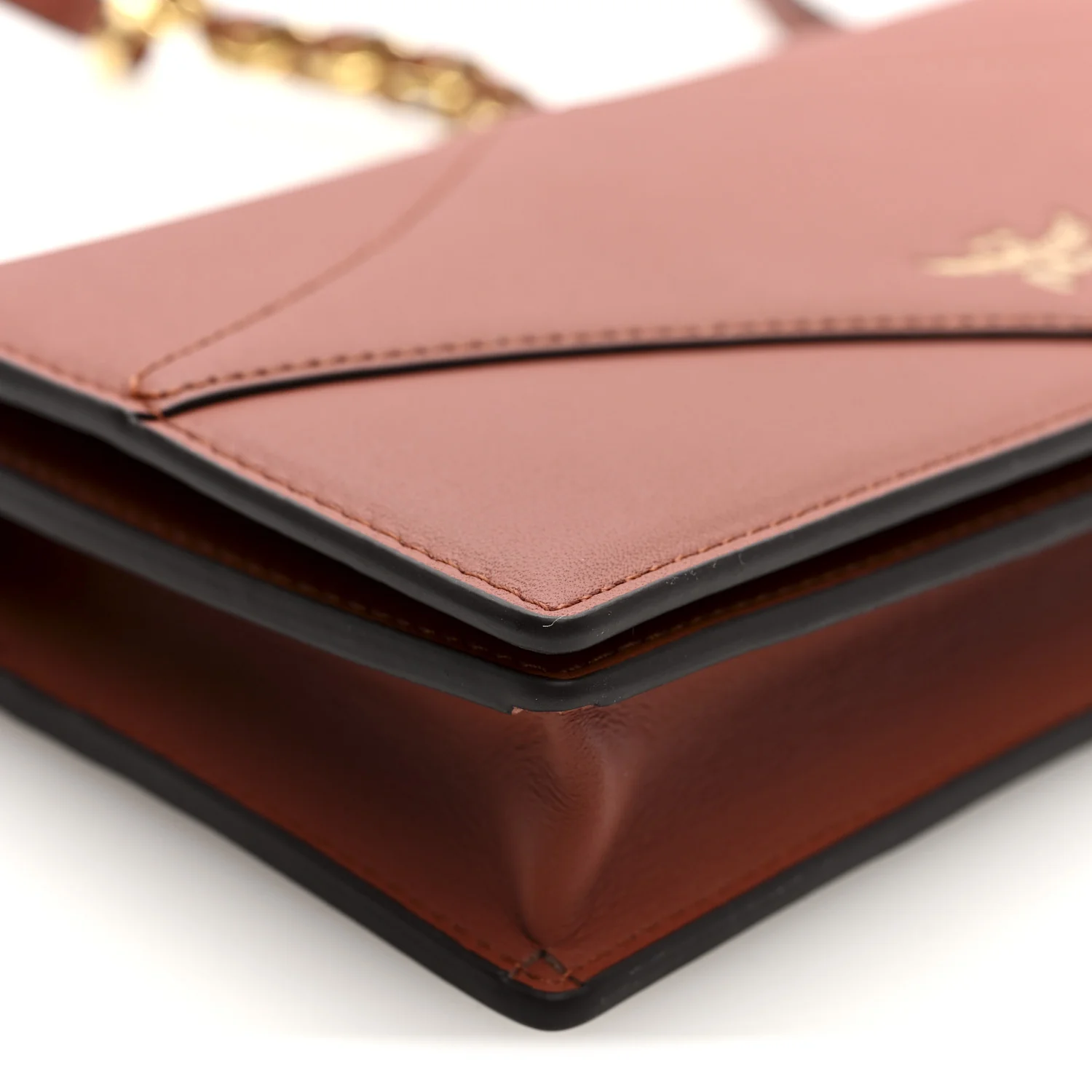 Calfskin Large Diamond Wallet On Chain Coconut Shell Brown - Image 8