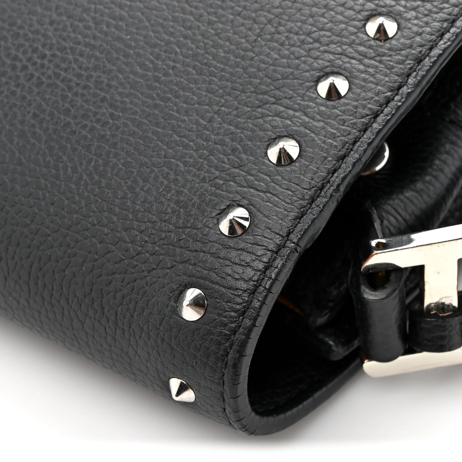 Calfskin Patricia Studded Crossbody Bag Black - Image 11