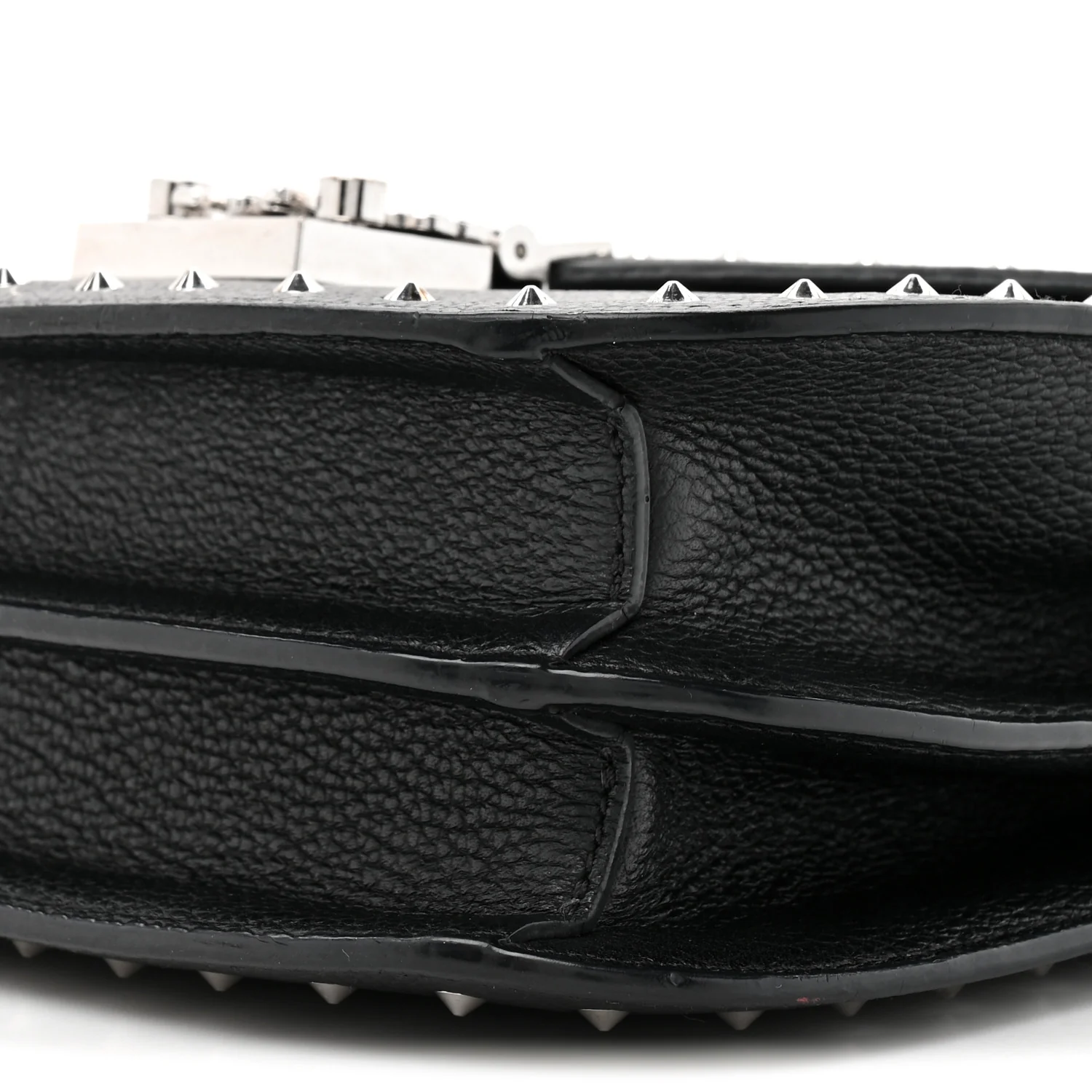 Calfskin Patricia Studded Crossbody Bag Black - Image 8
