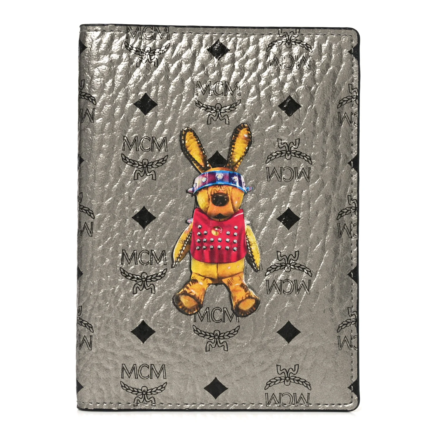 Metallic Visetos Rabbit Passport Holder Silver