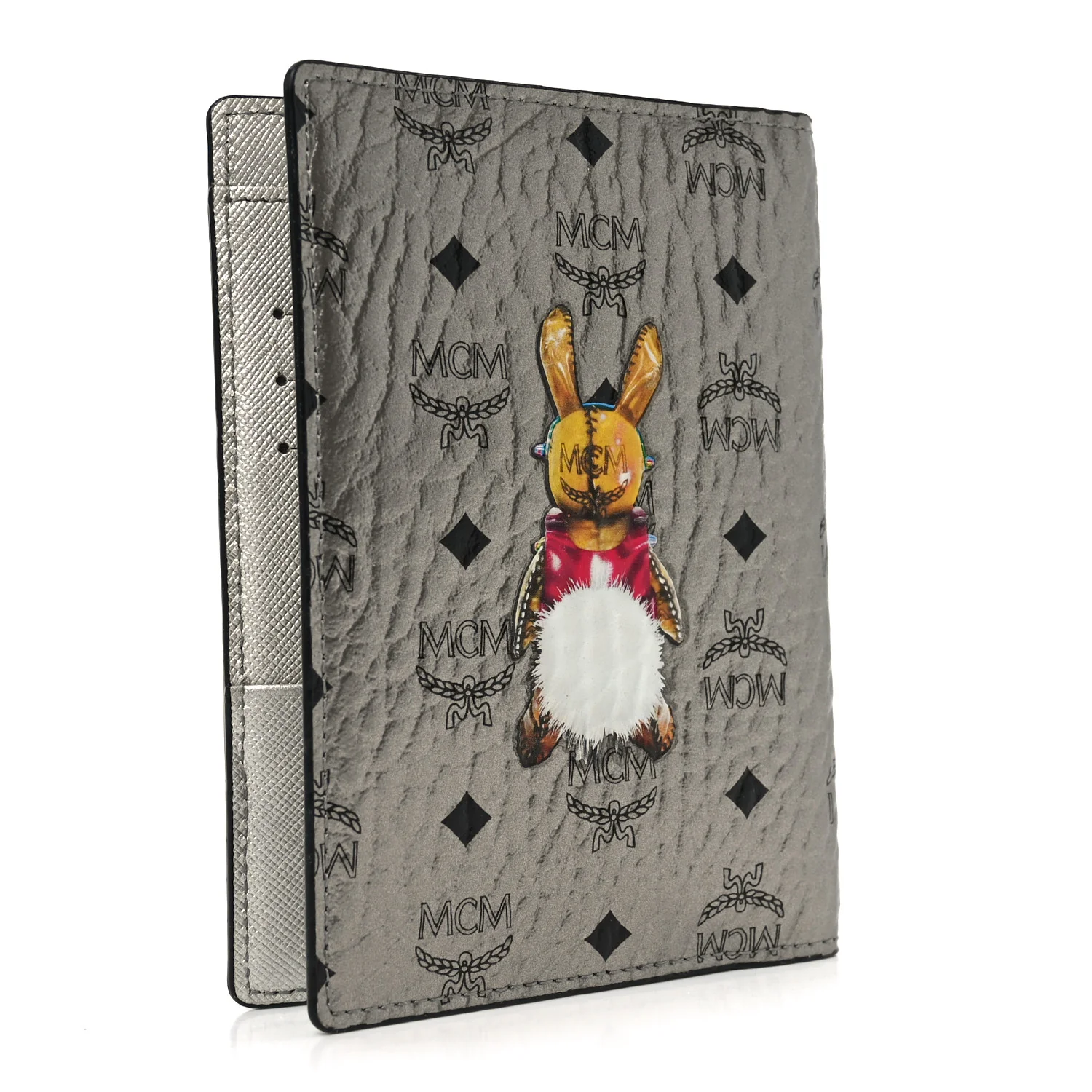 Metallic Visetos Rabbit Passport Holder Silver - Image 3
