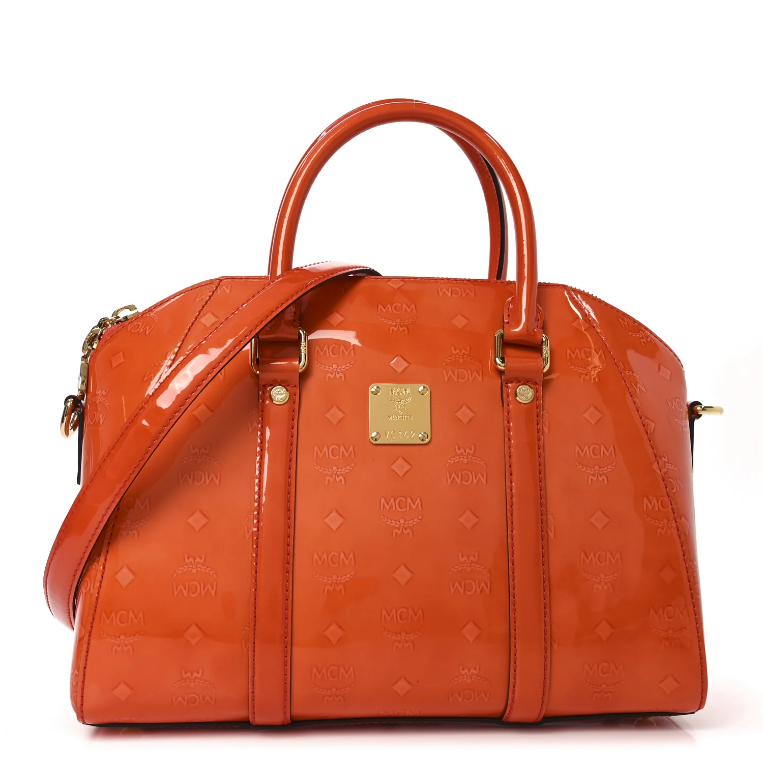 Monogram Patent Zip Top Tote Orange