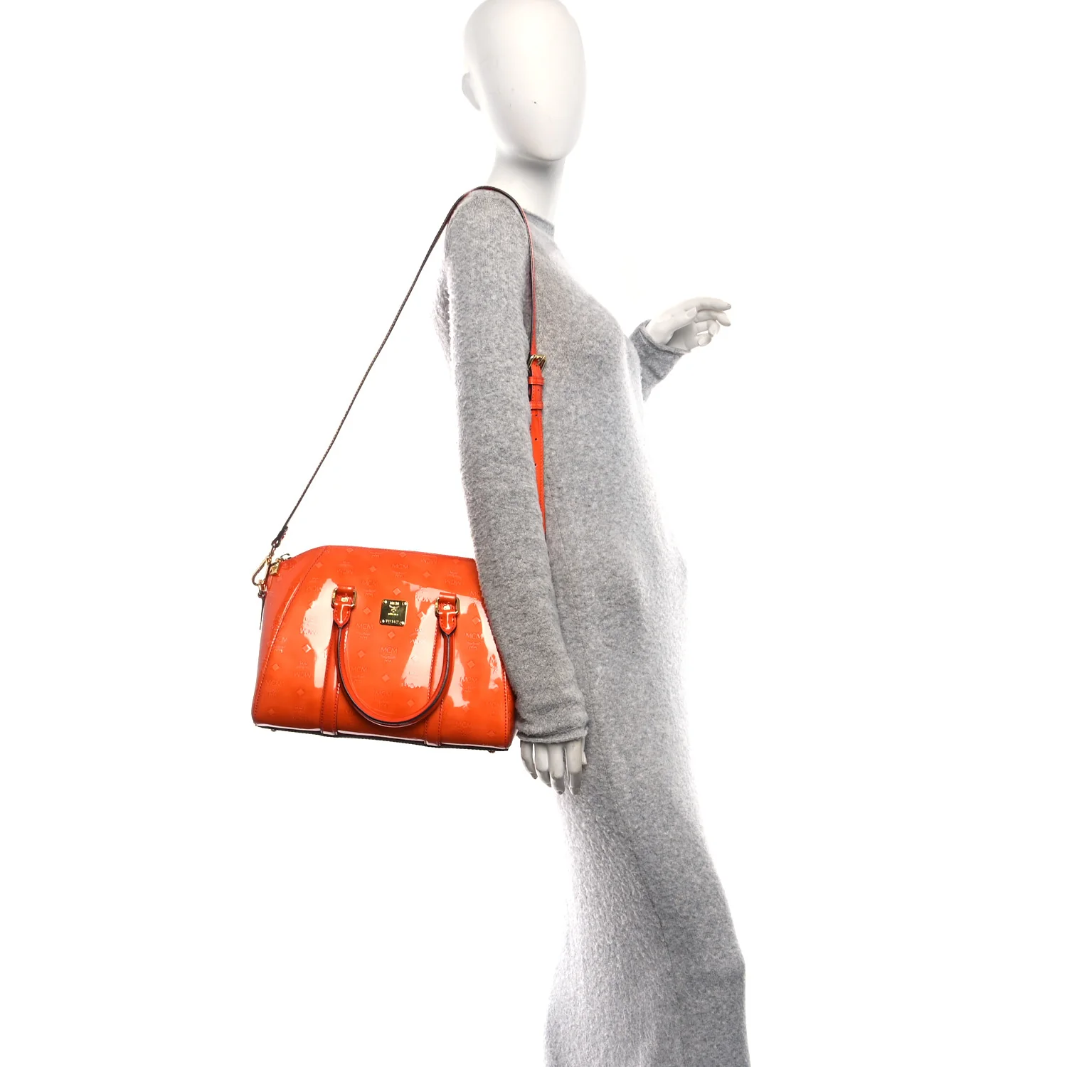 Monogram Patent Zip Top Tote Orange - Image 2