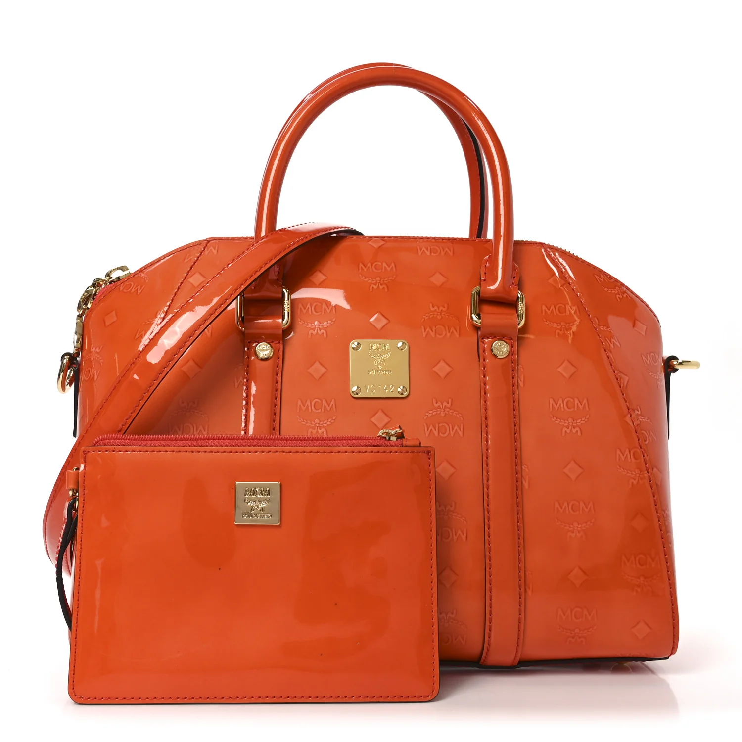 Monogram Patent Zip Top Tote Orange - Image 3