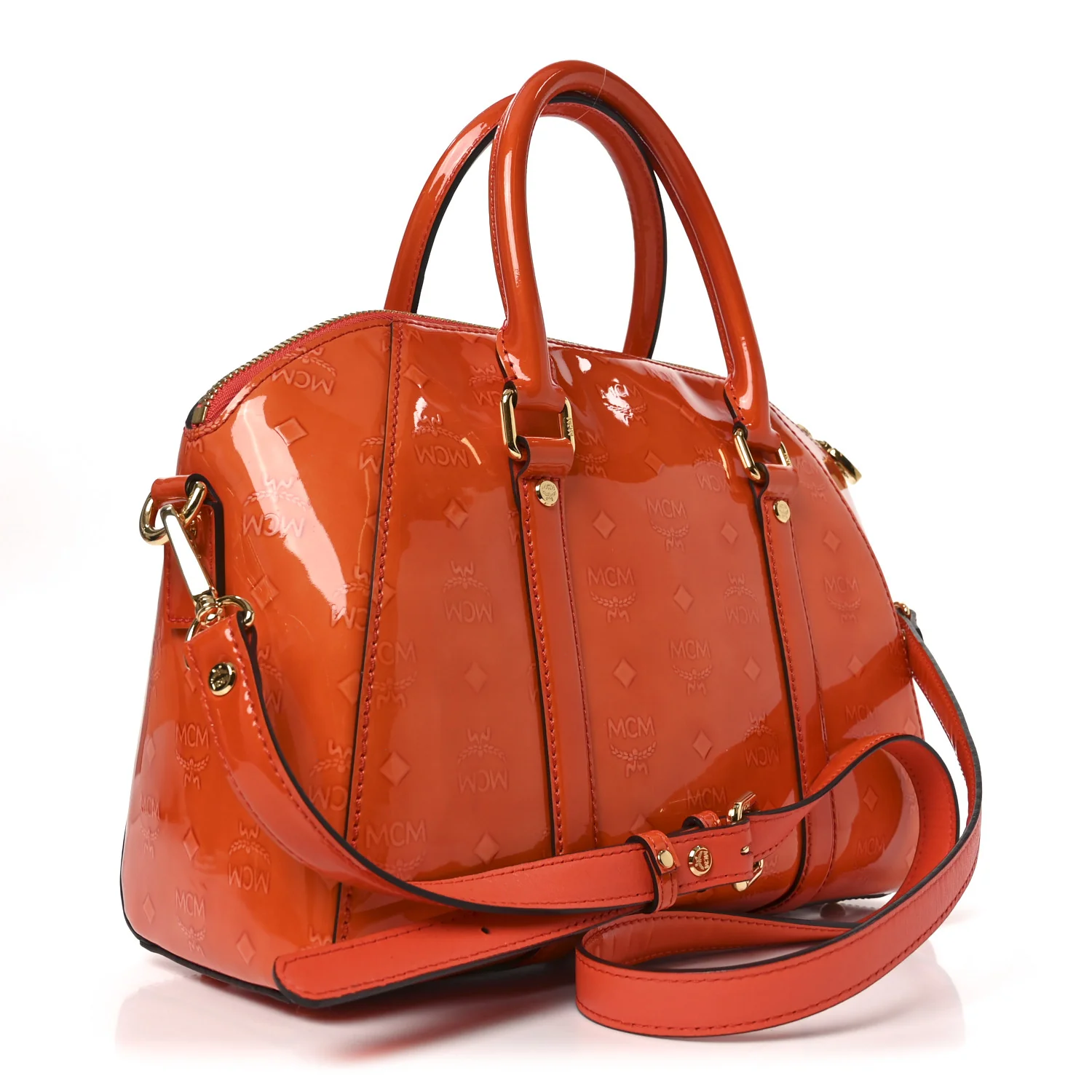 Monogram Patent Zip Top Tote Orange - Image 4