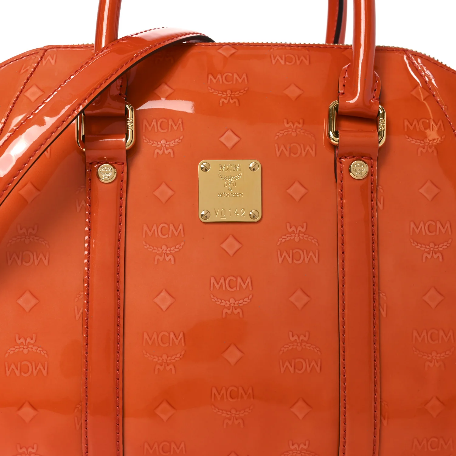 Monogram Patent Zip Top Tote Orange - Image 7