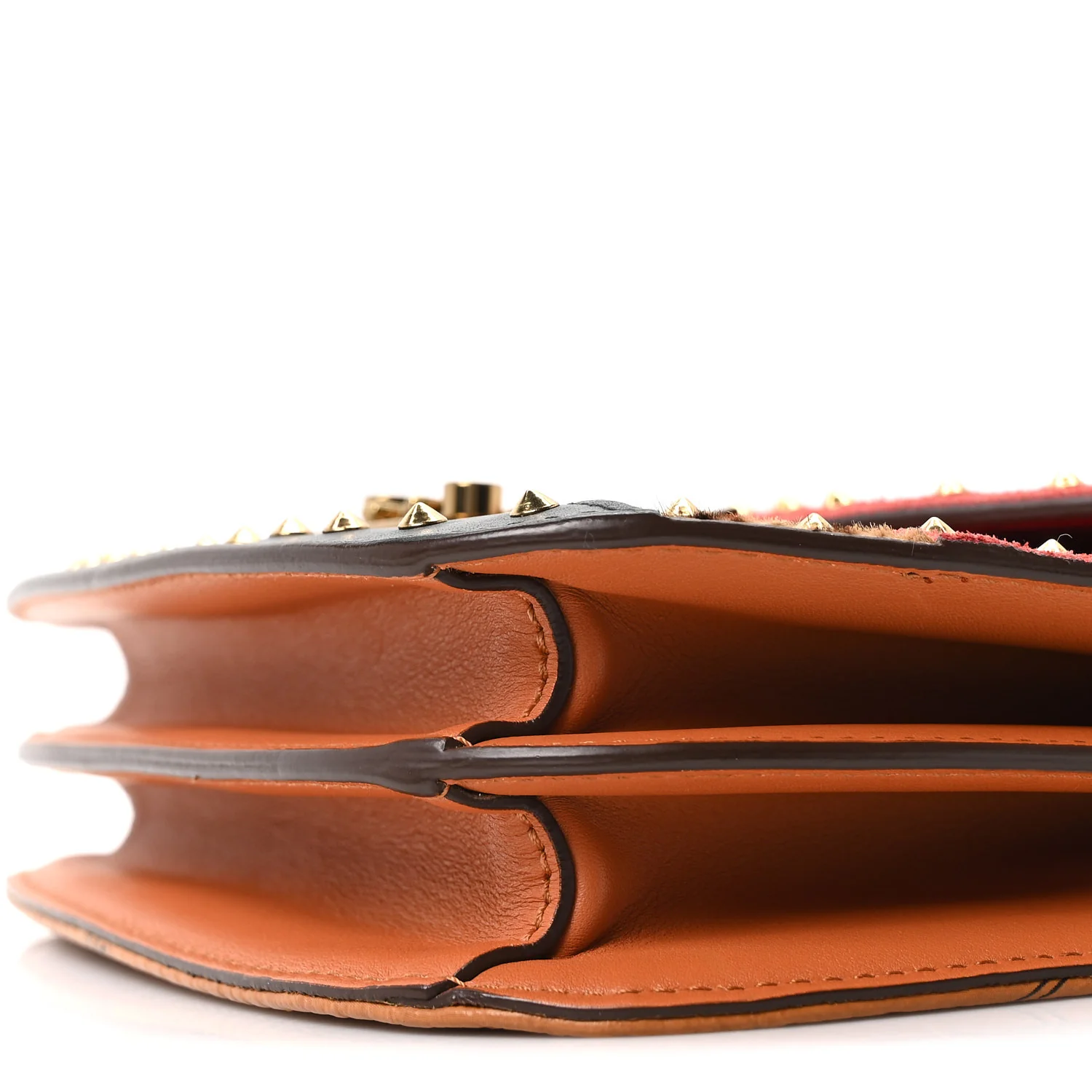 Suede Calf Hair Visetos Patricia Crossbody Bag Cognac Multicolor - Image 9
