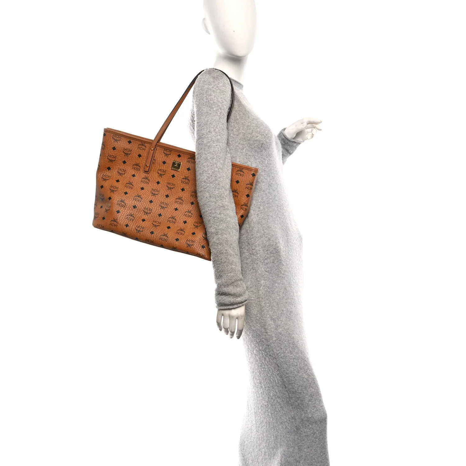 Visetos Medium Anya Top Zip Shopper Tote Cognac - Image 2