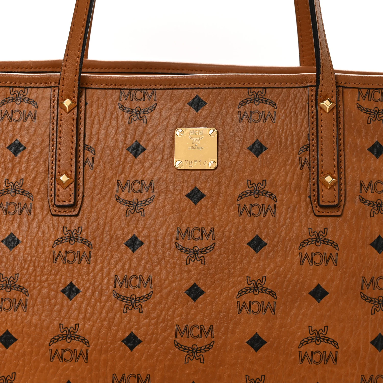 Visetos Medium Anya Top Zip Shopper Tote Cognac - Image 8