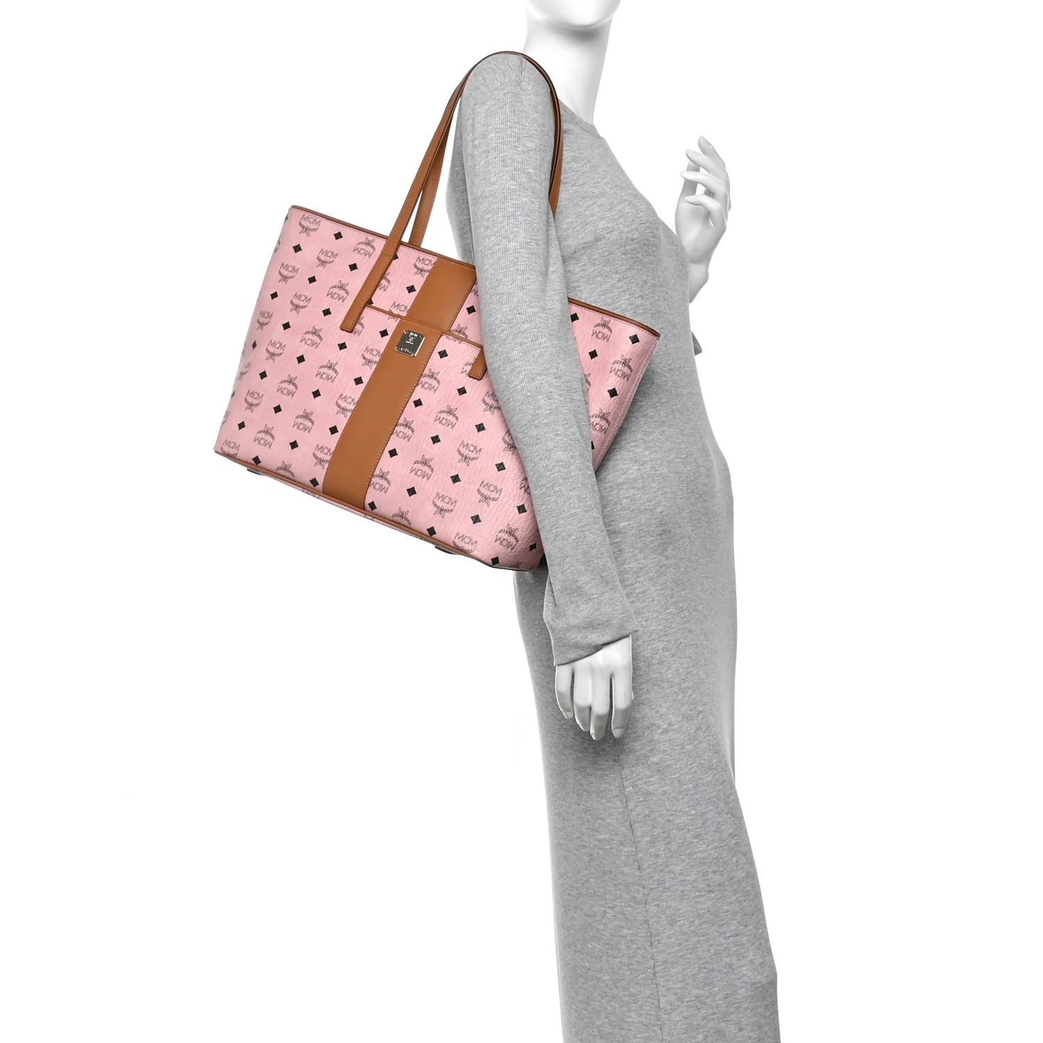 Visetos Medium Anya Zip Top Shopper Tote Soft Pink - Image 2