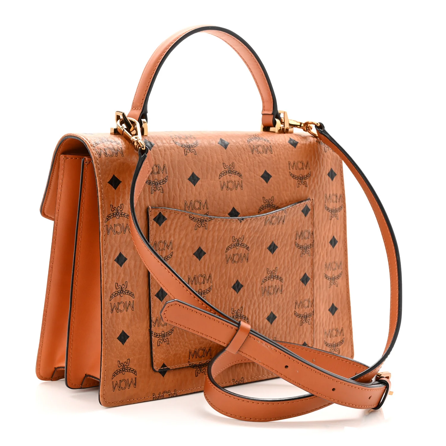 Visetos Medium Patricia Pocket Satchel Cognac - Image 3