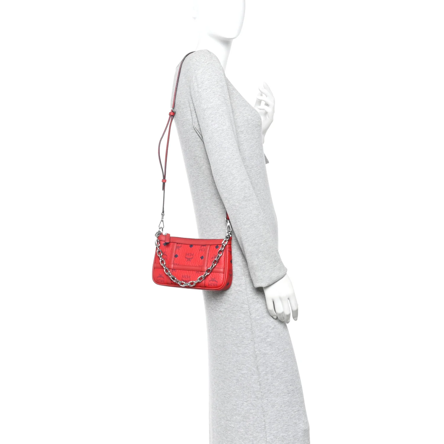 Visetos Nappa Mini Delmy Chain Shoulder Bag Ruby Red - Image 2