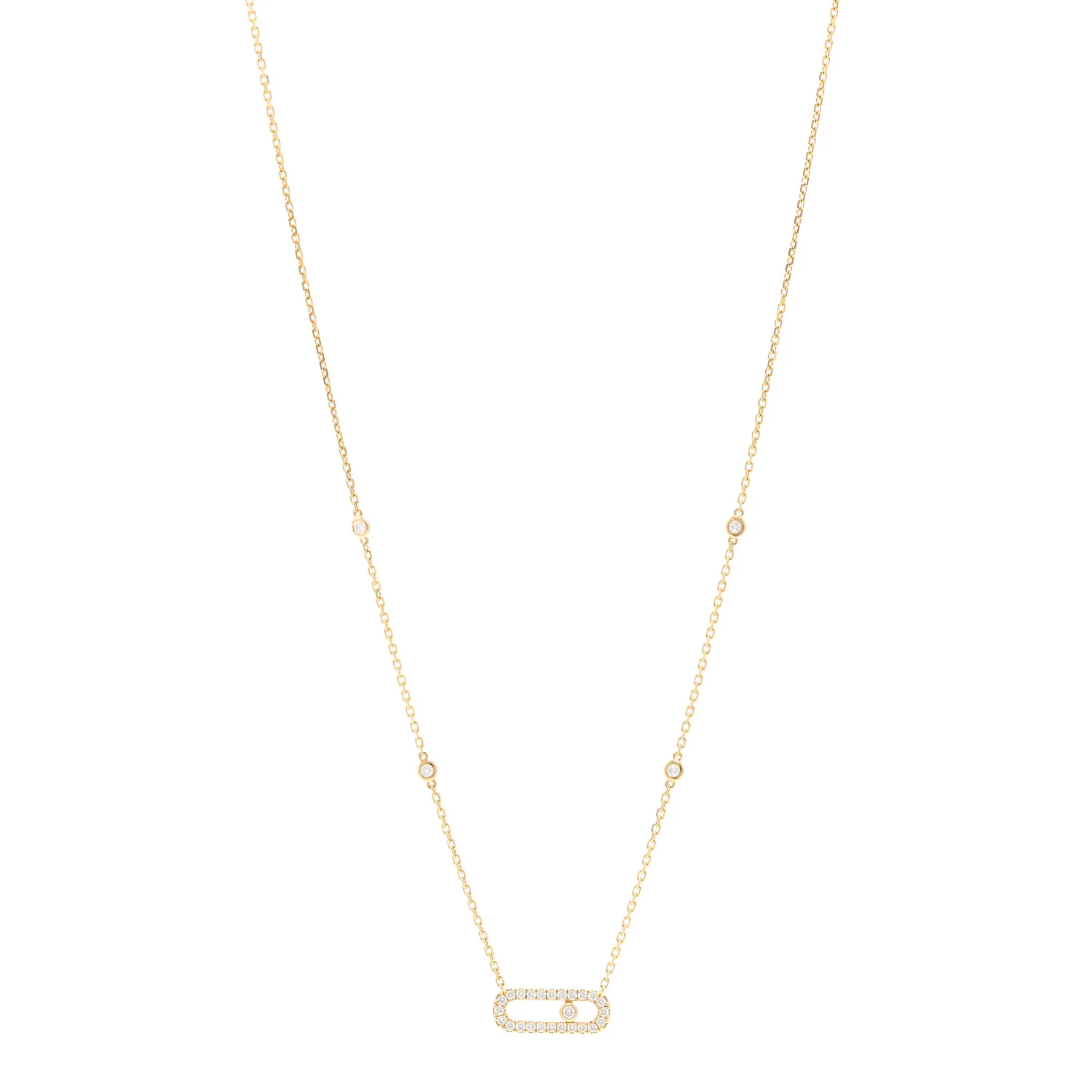18K Yellow Gold Diamond Move Uno Pave Necklace