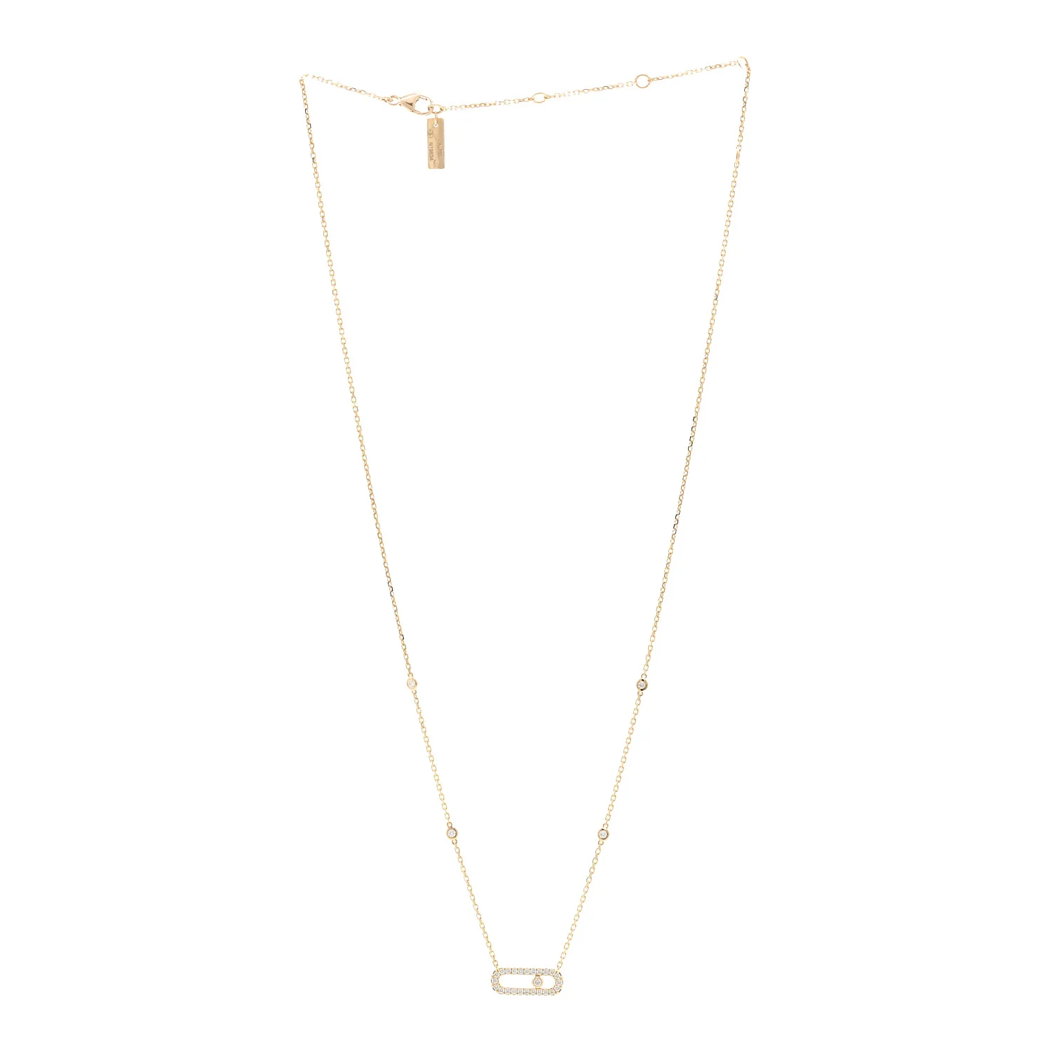 18K Yellow Gold Diamond Move Uno Pave Necklace - Image 3