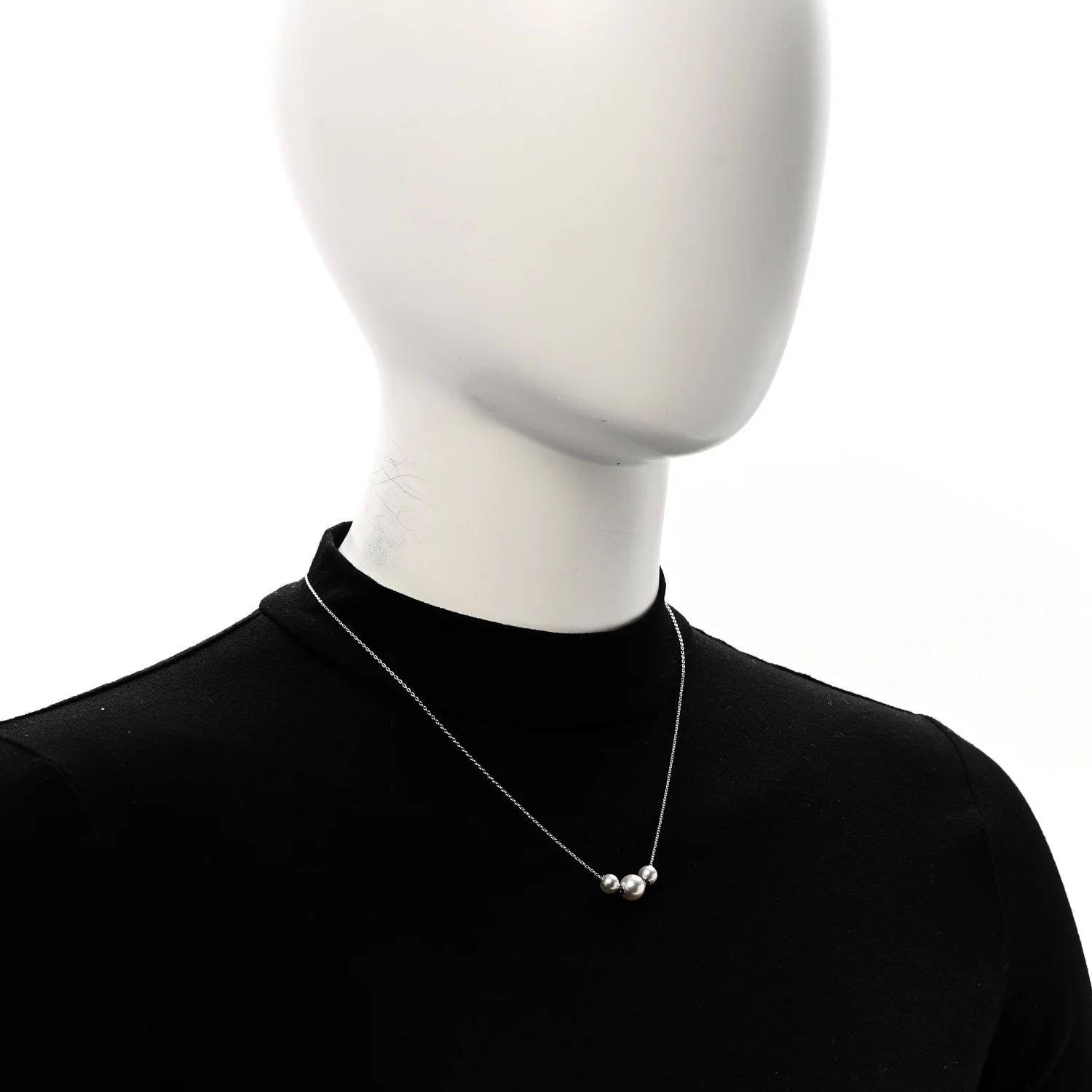 18K White Gold Diamond Akoya Cultured Pearl 5.5-8mm Pearls in Motion Necklace - Image 2