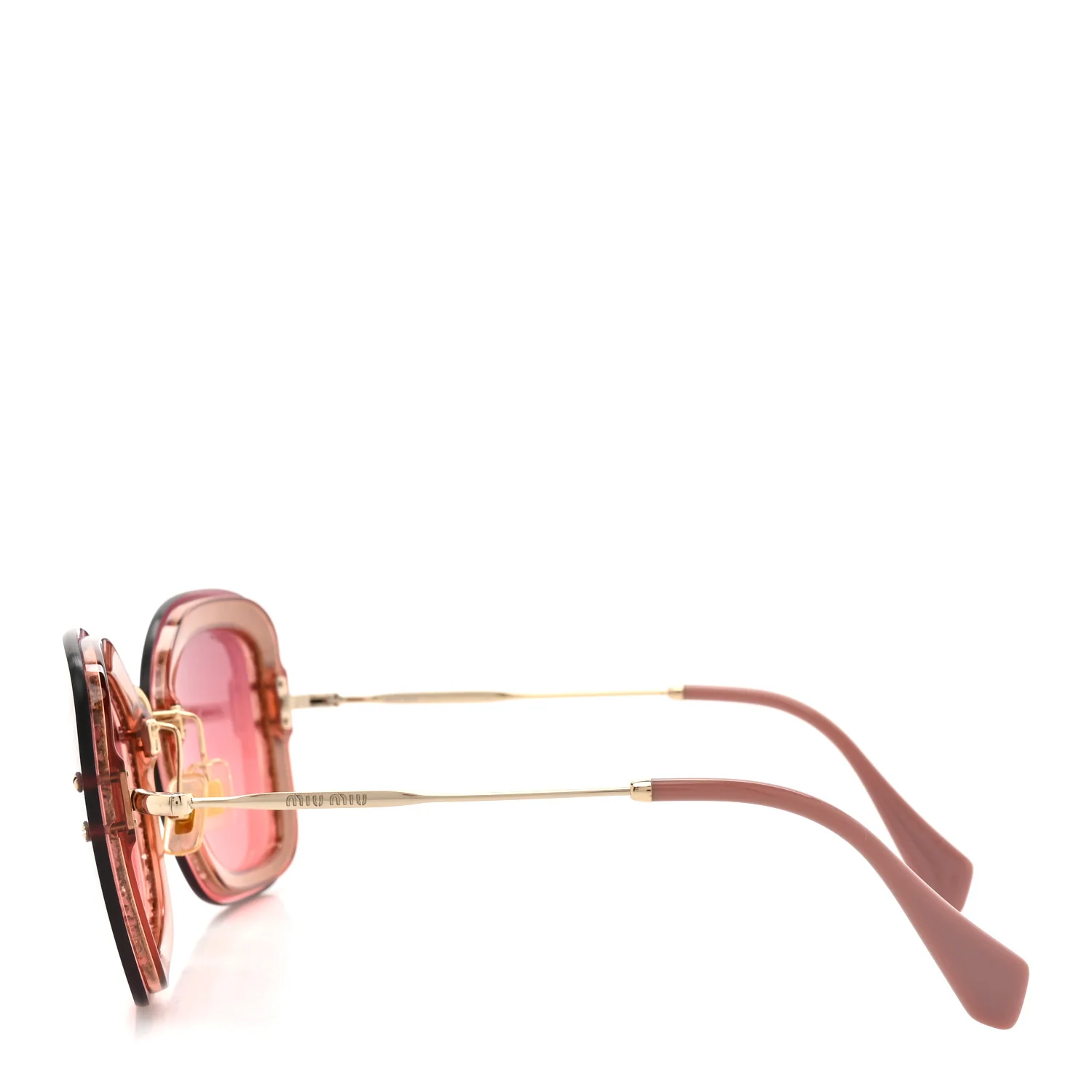 Acetate Glitter Cat Eye Sunglasses SMU02T Pink - Image 3