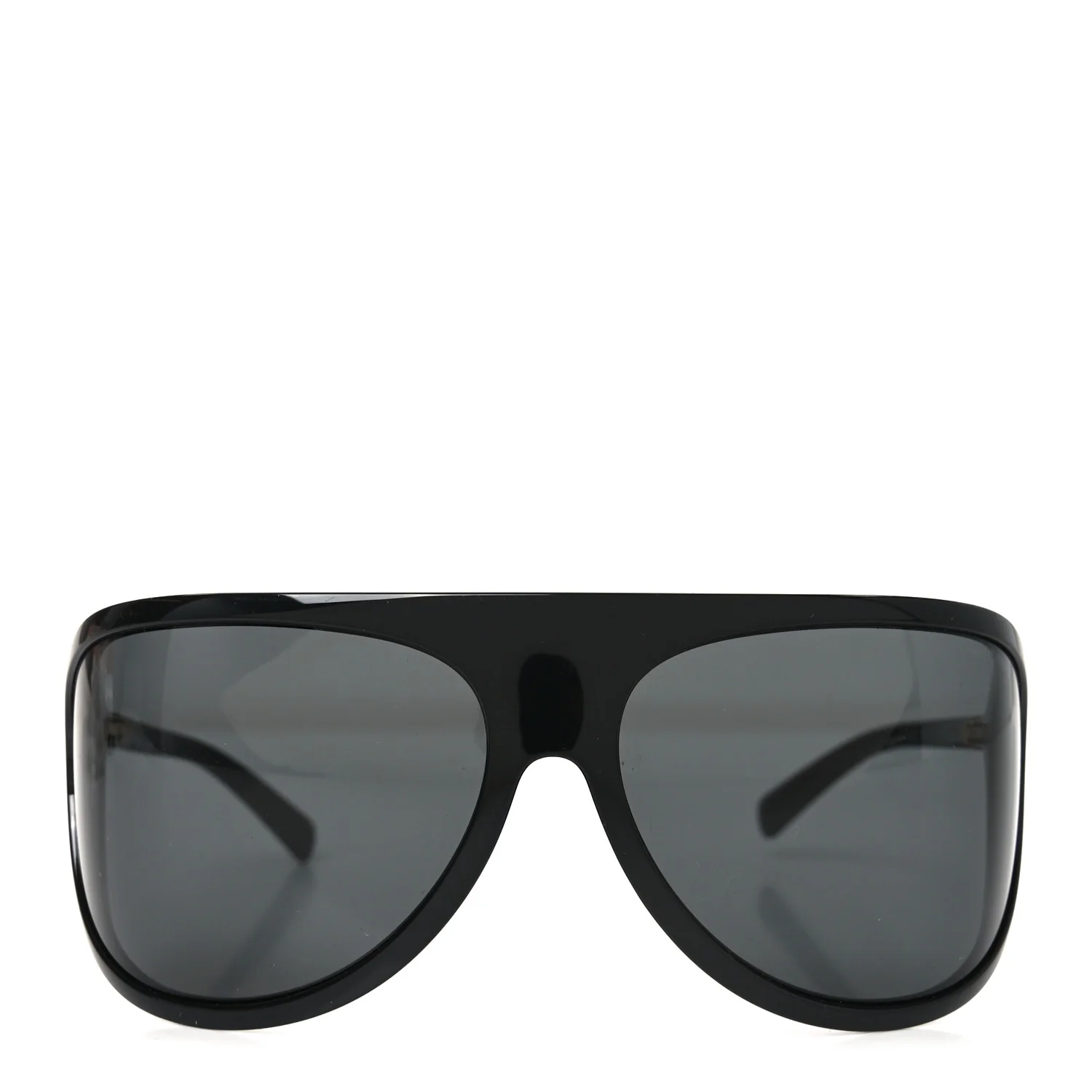 Acetate Shield Sunglasses SMU A01 Black - Image 2