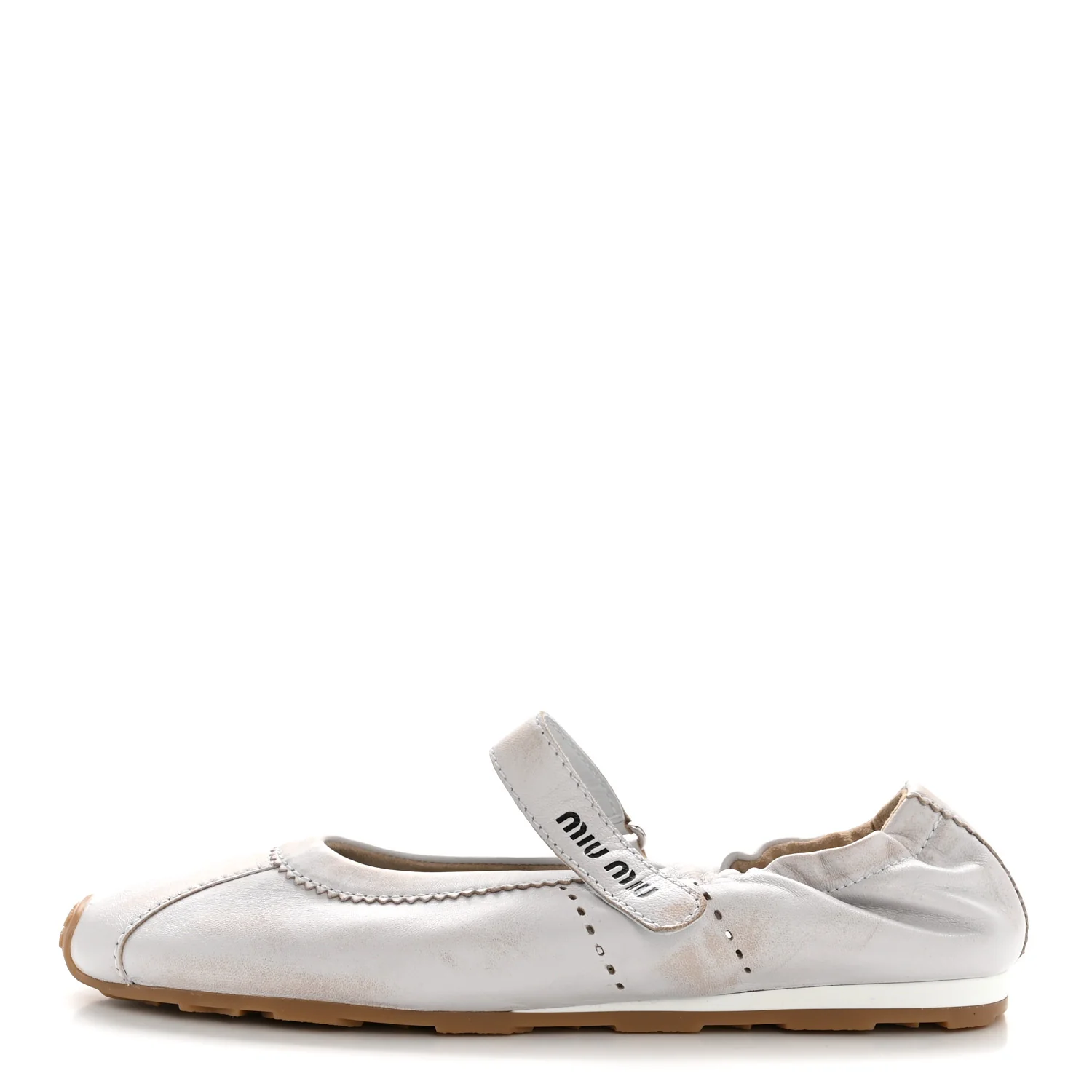 Bleached Nappa Womens Plume Mary Jane Ballerina Sneakers 39 Bianco