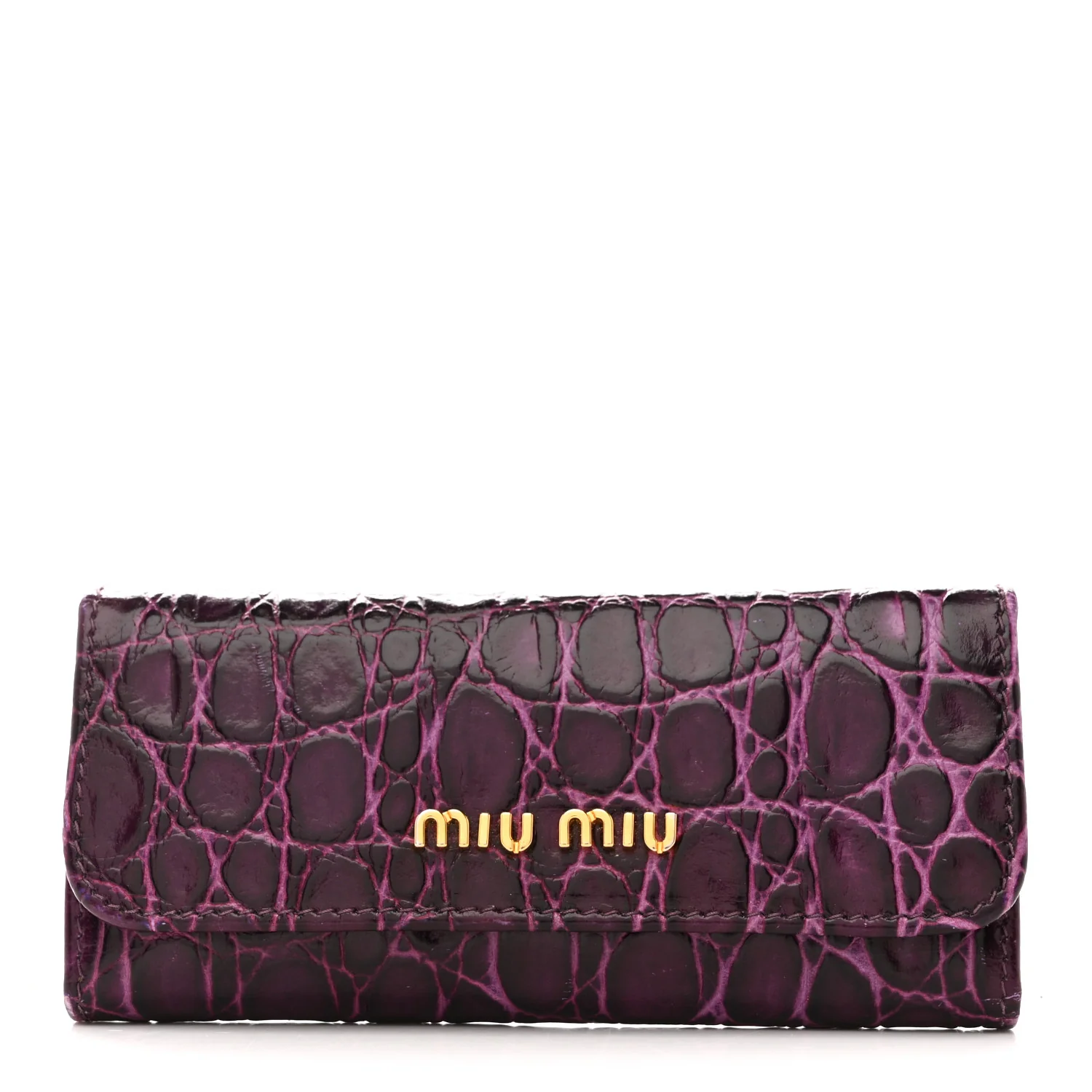 Calfskin Crocodile Embossed Card Holder Key Ring Petunia