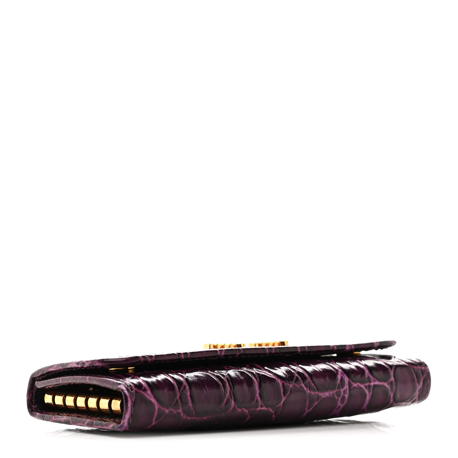 Calfskin Crocodile Embossed Card Holder Key Ring Petunia - Image 4