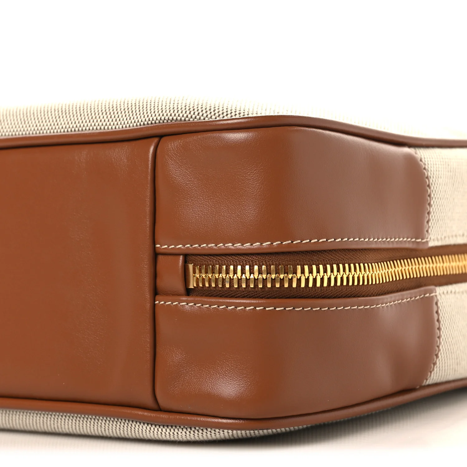 Canvas Calfskin Large Beau Top Handle Bag Naturale Brandy - Image 9