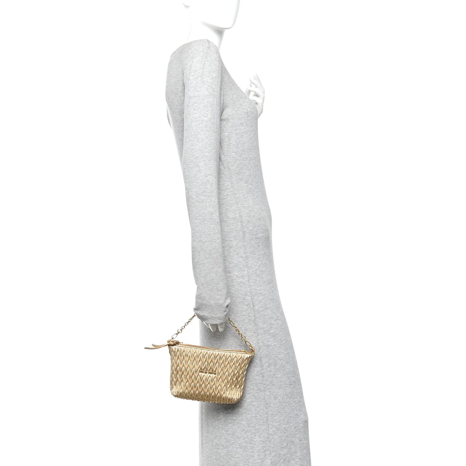 Metallic Nappa Matelasse Chain Shoulder Bag Platino - Image 2