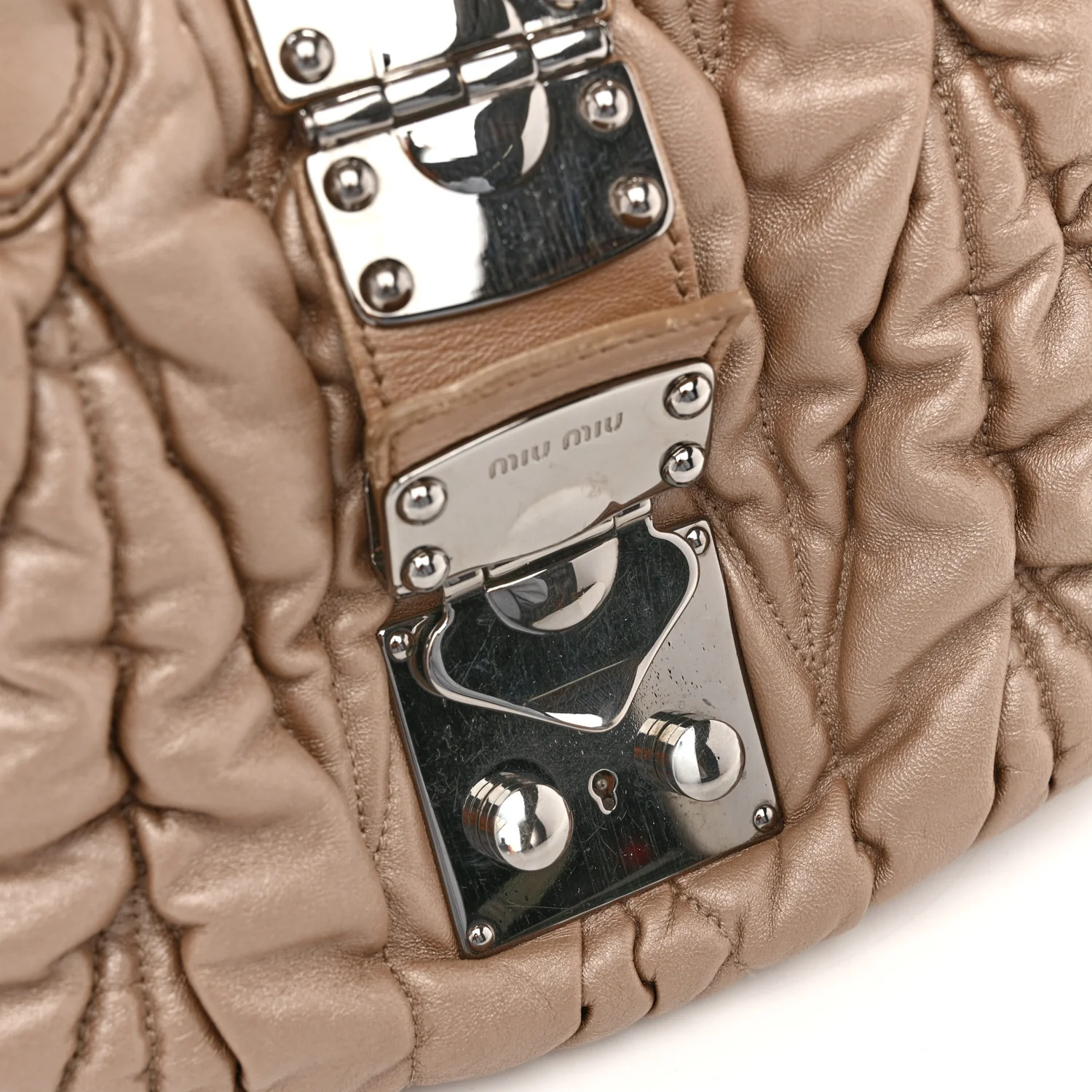 Metallic Nappa Matelasse Top Handle Satchel Cammeo - Image 17
