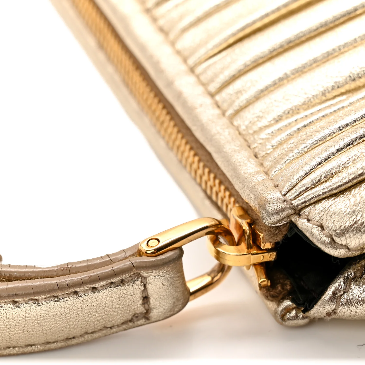 Metallic Nappa Plisse Long Clutch Gold - Image 10