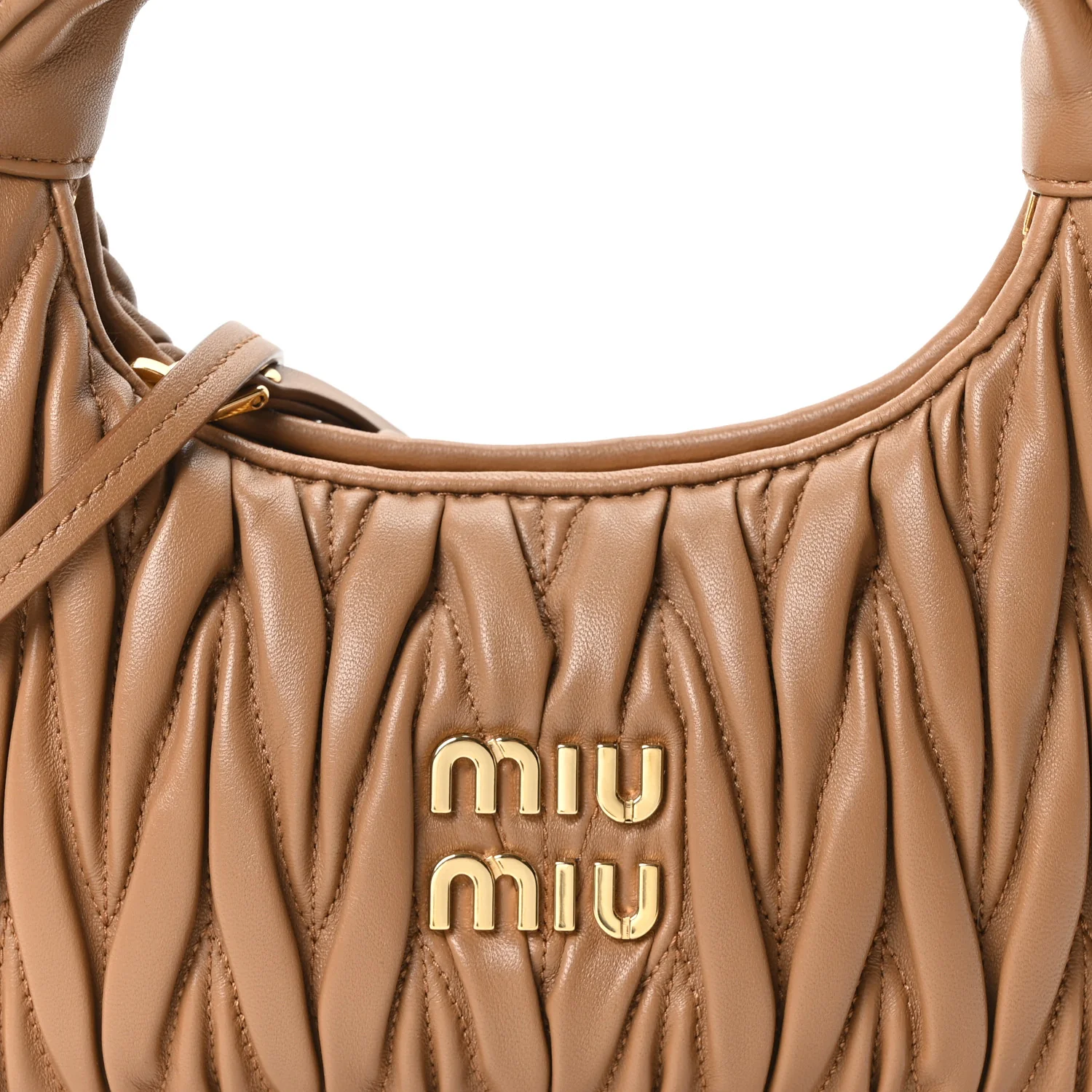 Nappa Matelasse Small Wander Hobo Caramel - Image 7