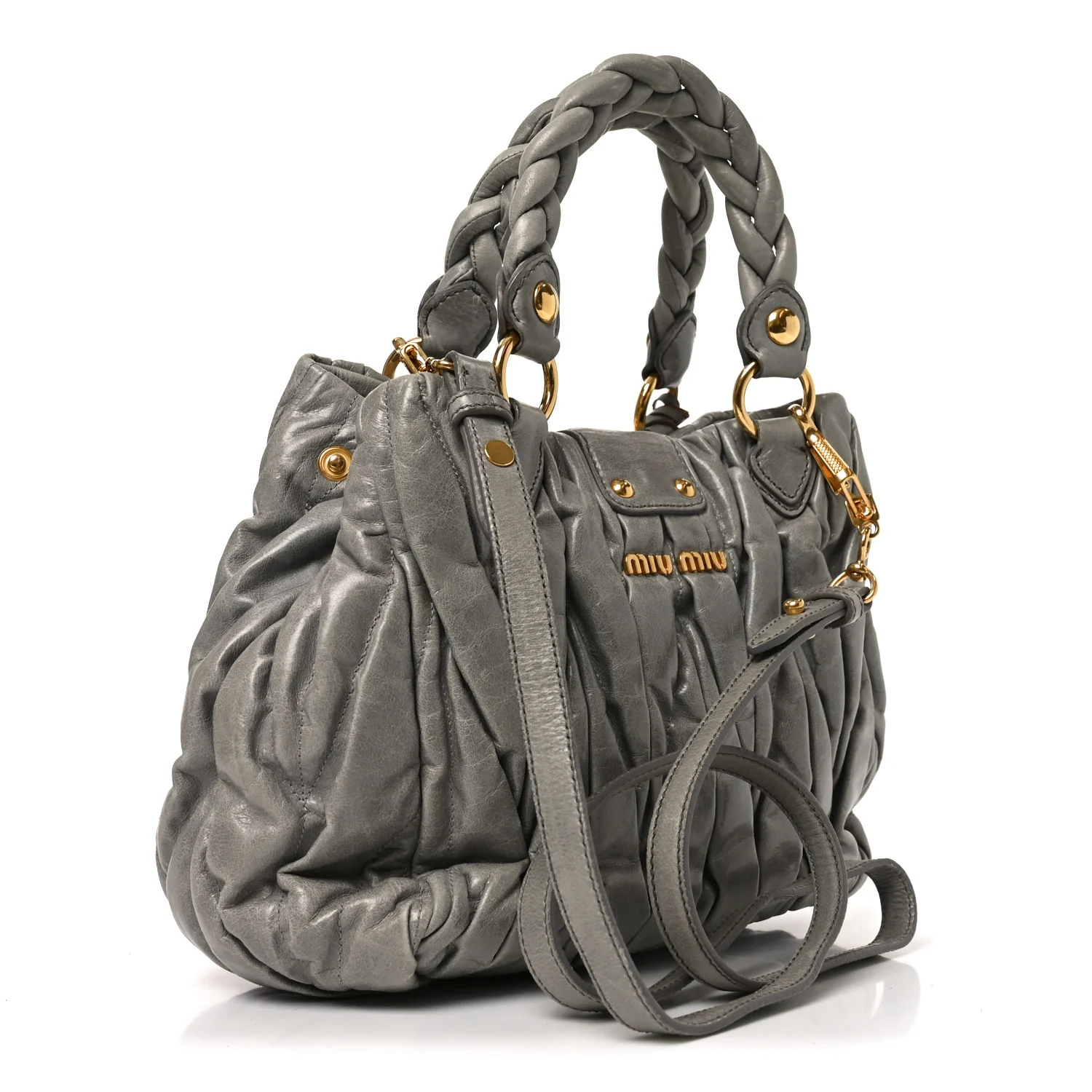 Nappa Matelasse Top Handle Satchel Fumo - Image 3