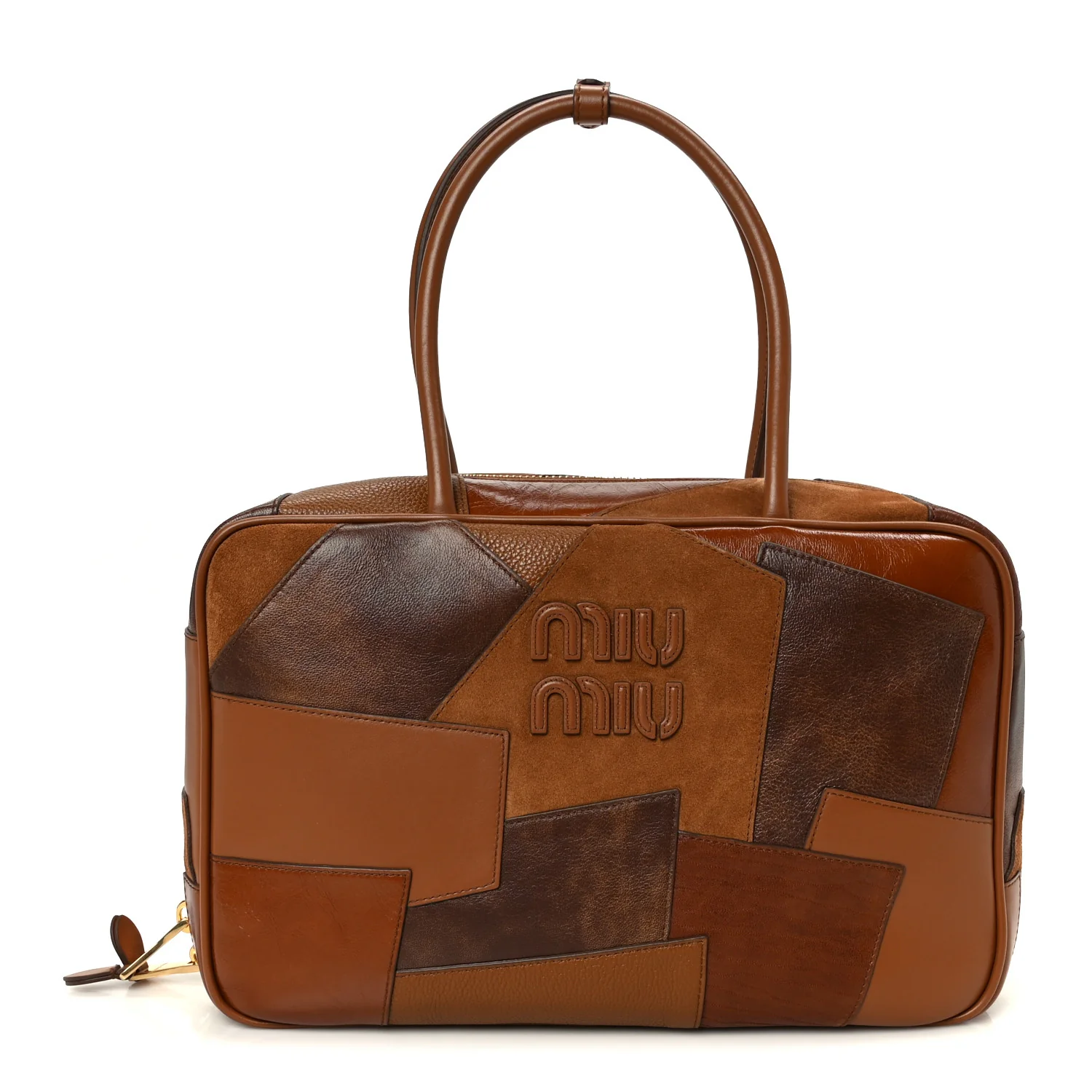 Nappa Patchwork Medium Beau Top Handle Bag Cognac