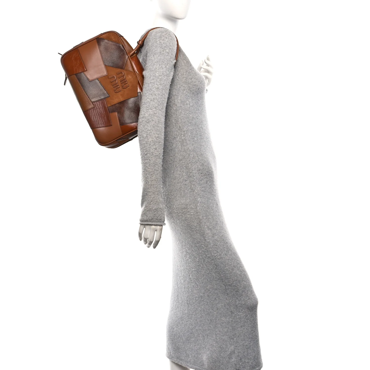Nappa Patchwork Medium Beau Top Handle Bag Cognac - Image 2