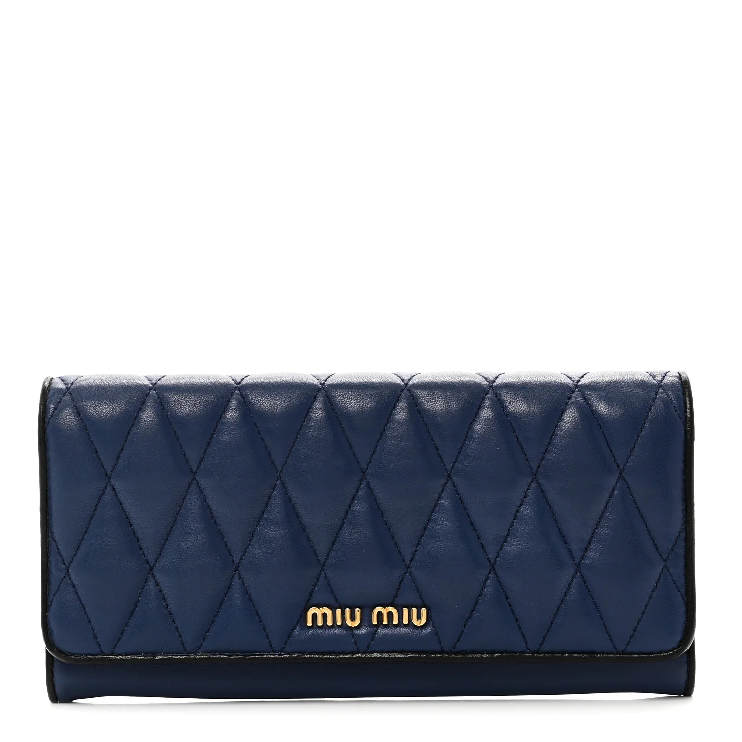 Nappa Quilted Flap Wallet Inchiostro