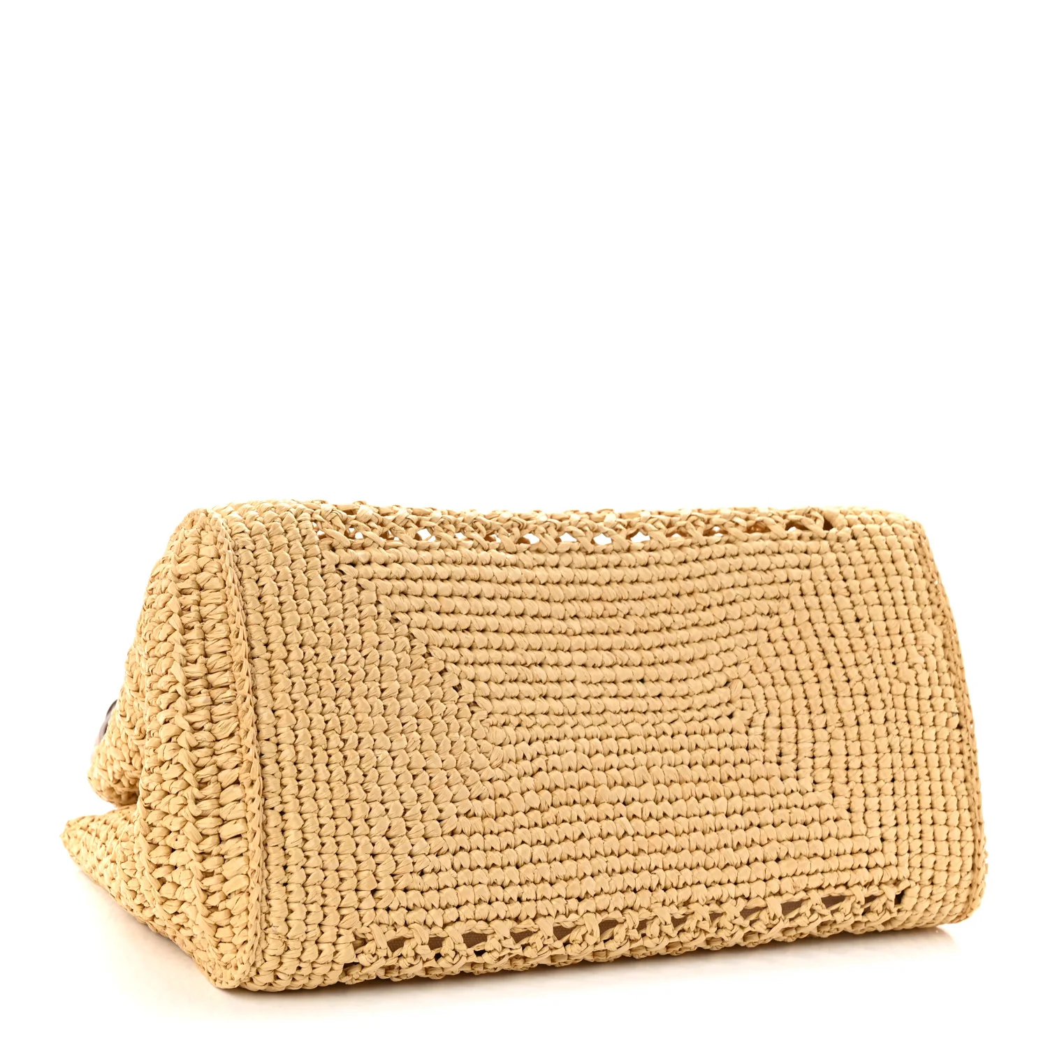 Raffia Crochet Woven Tote Bag Beige - Image 4