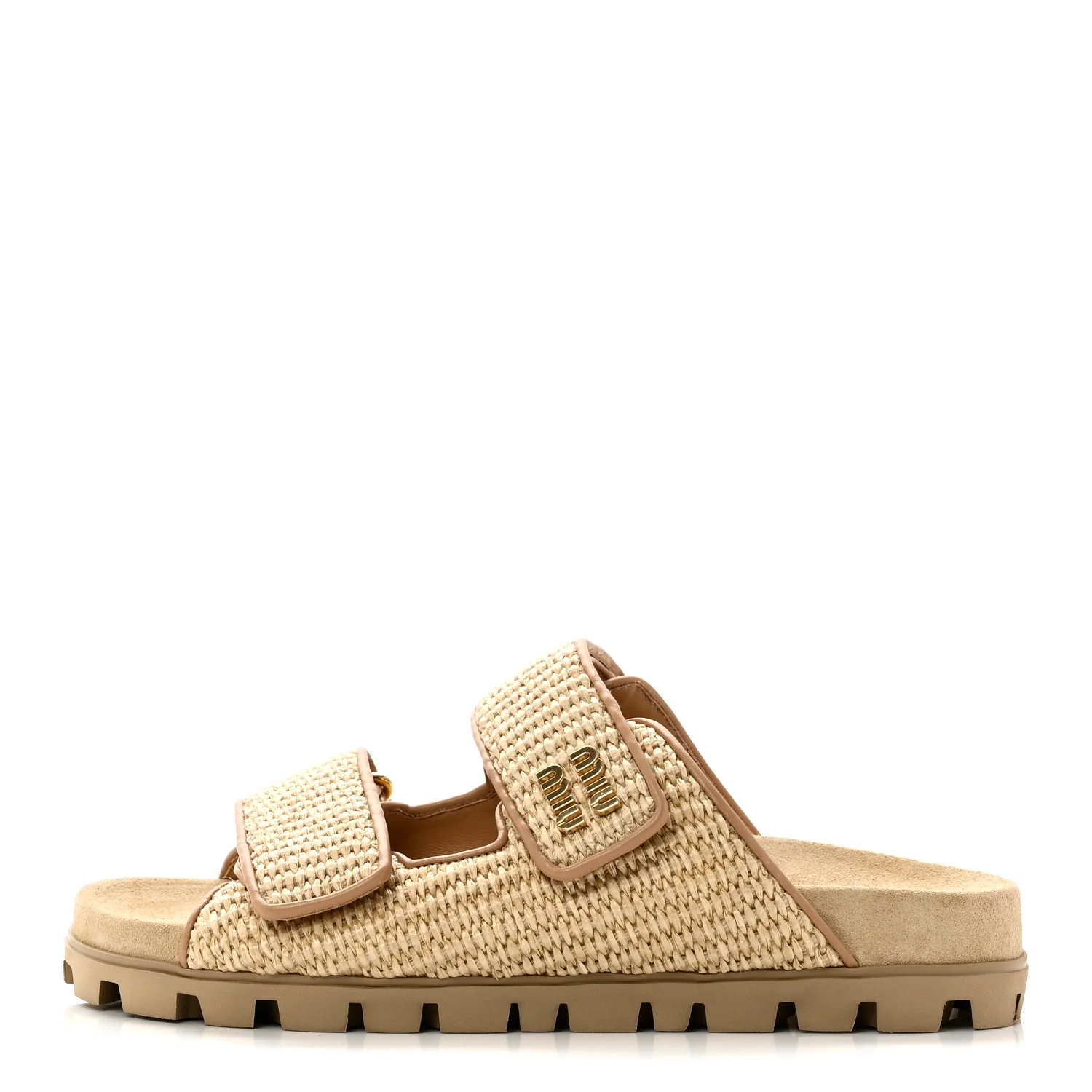 Raffia Logo Slide Sandals 39 Naturale