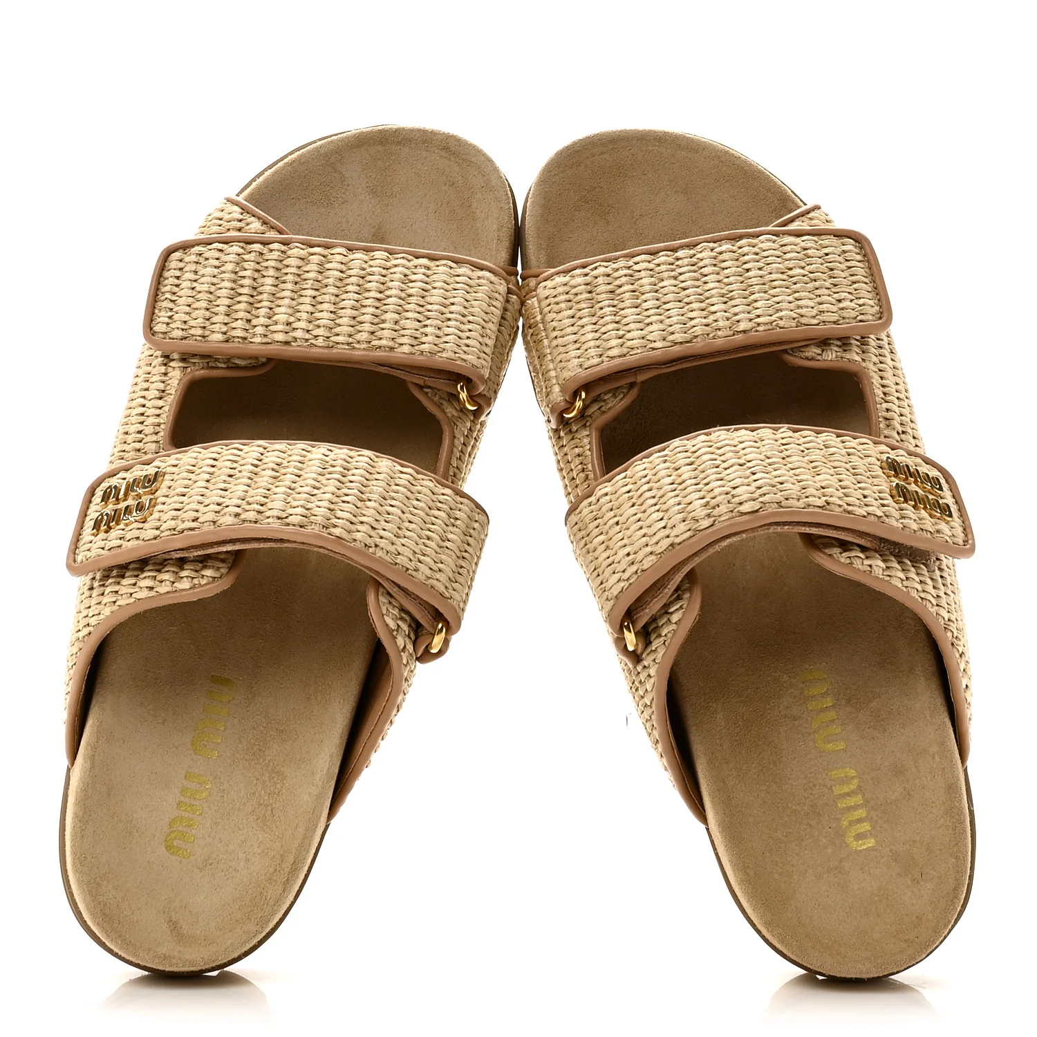 Raffia Logo Slide Sandals 39 Naturale - Image 6
