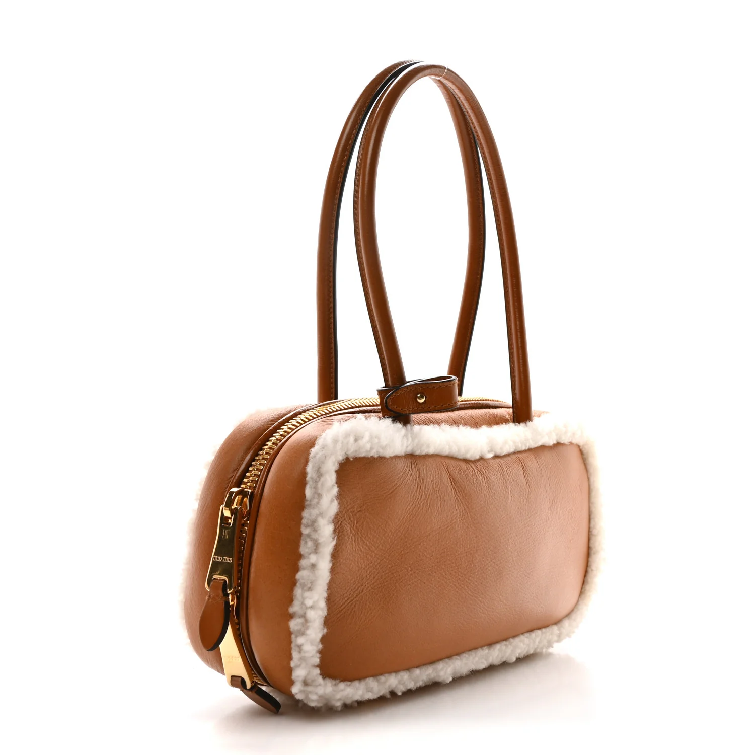 Shearling Calfskin Arcadie Top Handle Bag Cognac - Image 4