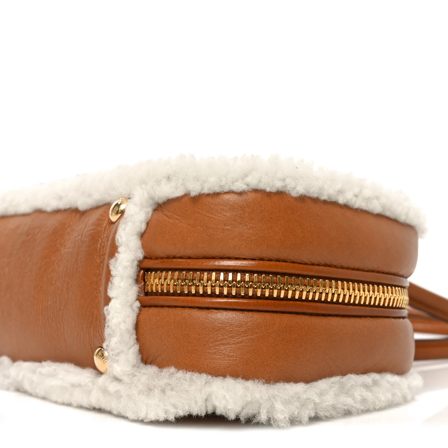 Shearling Calfskin Arcadie Top Handle Bag Cognac - Image 10