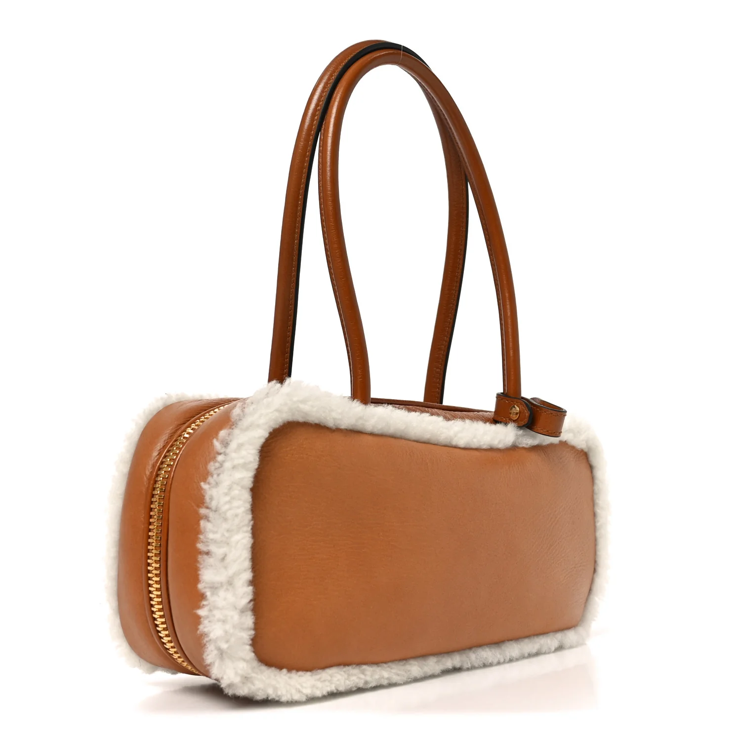 Shearling Calfskin Arcadie Top Handle Bag Cognac - Image 4