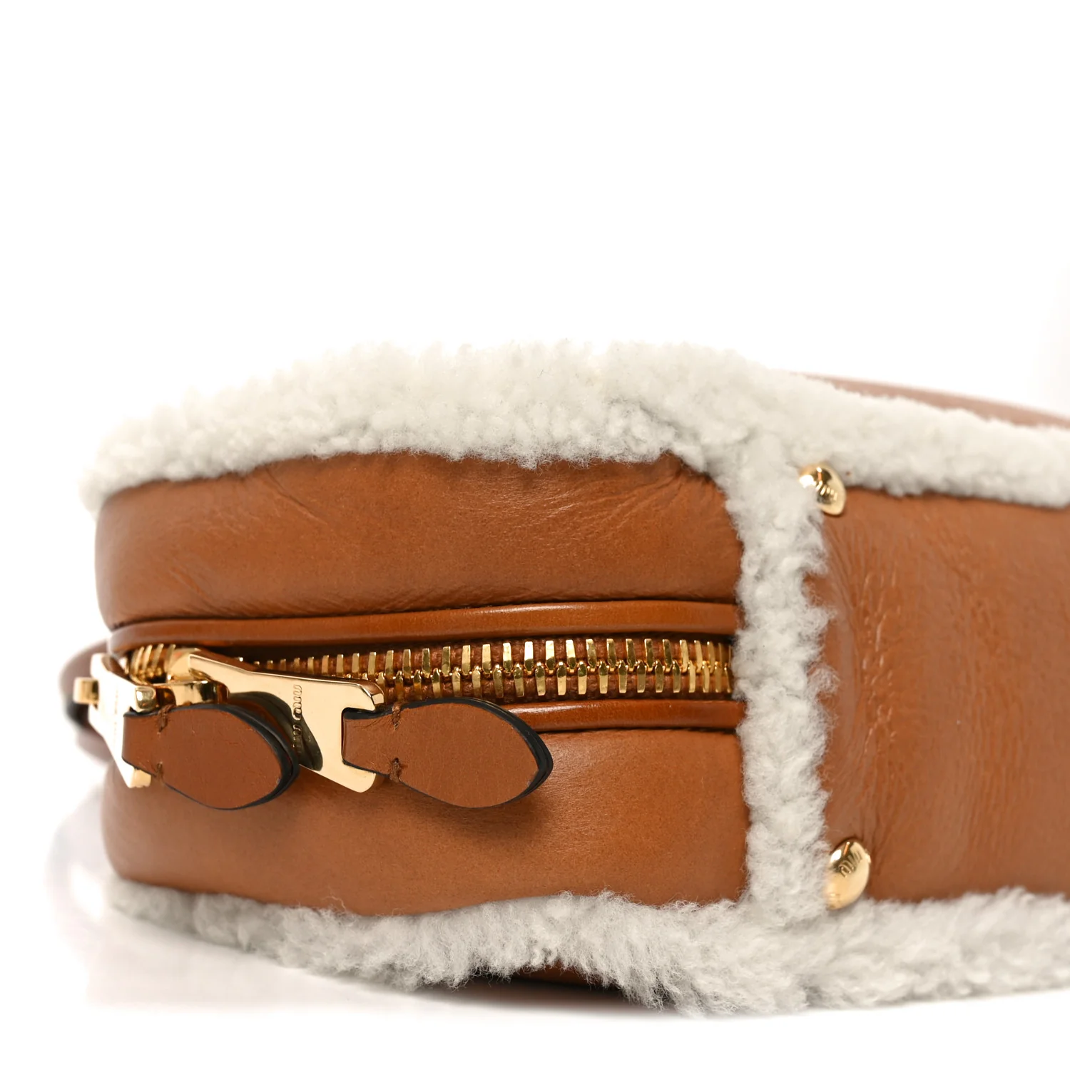 Shearling Calfskin Arcadie Top Handle Bag Cognac - Image 9