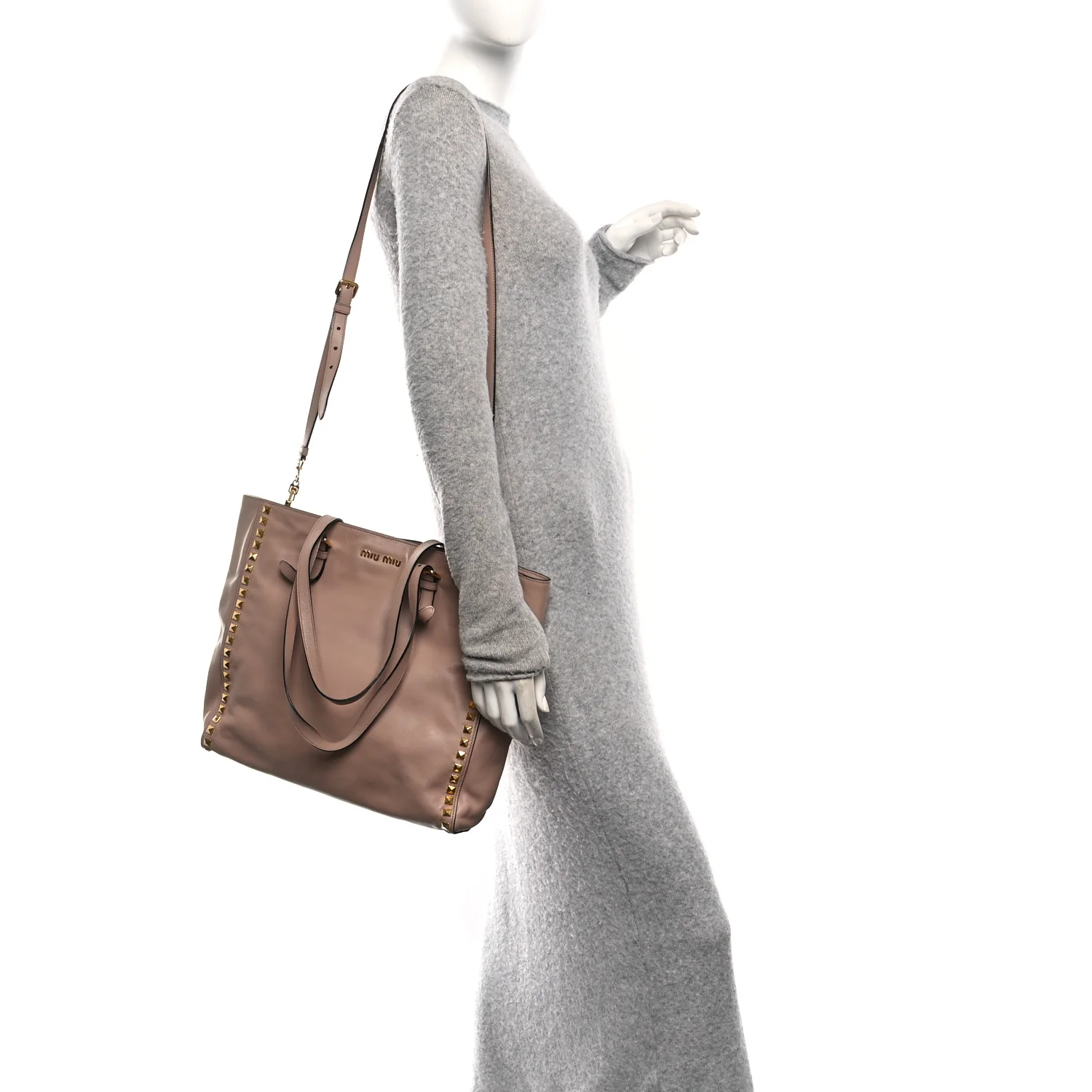Soft Calf Studded Shopping Tote Cammeo - Image 2